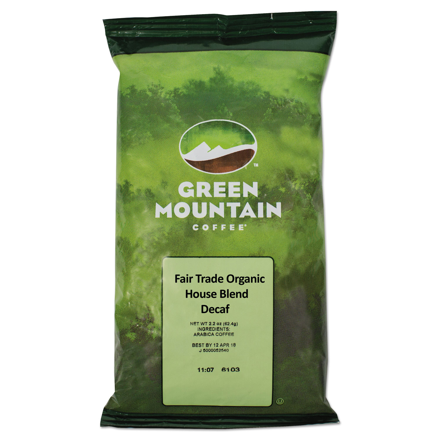  Green Mountain Coffee 5493 Fair Trade Organic House Blend Decaf Coffee Fraction Packs, 2.5oz, 50/Carton (GMT5493) 
