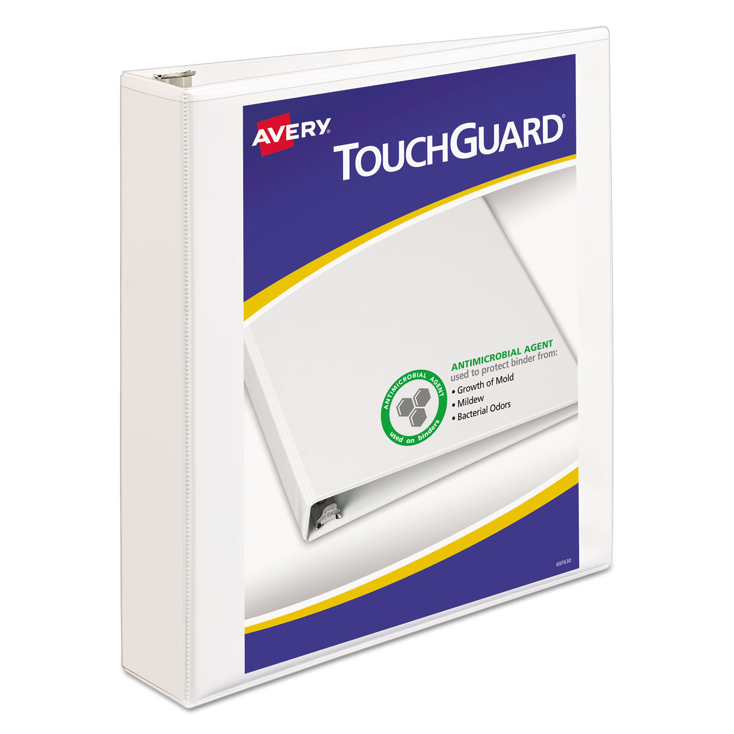 Avery 17142 TouchGuard Protection Heavy-Duty View Binders with Slant Rings, 3 Rings, 1.5 Capacity, 11 x 8.5, White (AVE17142) 