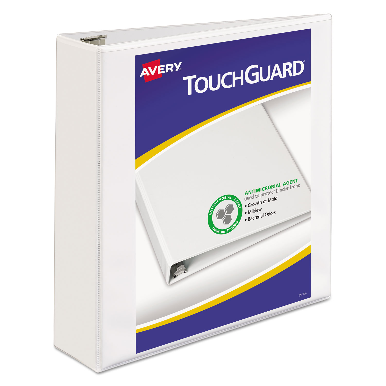  Avery 17143 TouchGuard Protection Heavy-Duty View Binders with Slant Rings, 3 Rings, 2 Capacity, 11 x 8.5, White (AVE17143) 