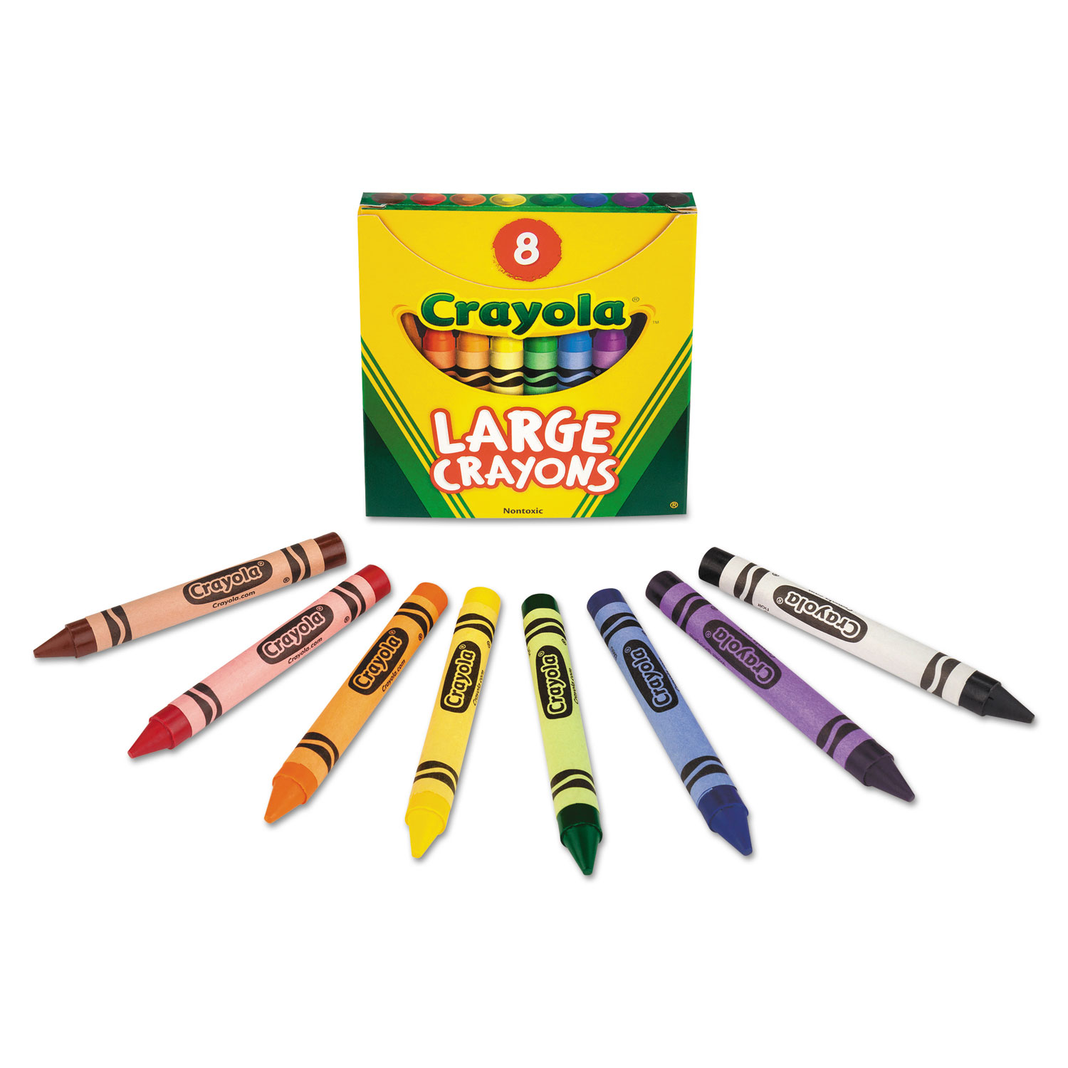 Large Crayons, Tuck Box, 8 Colors/Box - Pointer Office Products