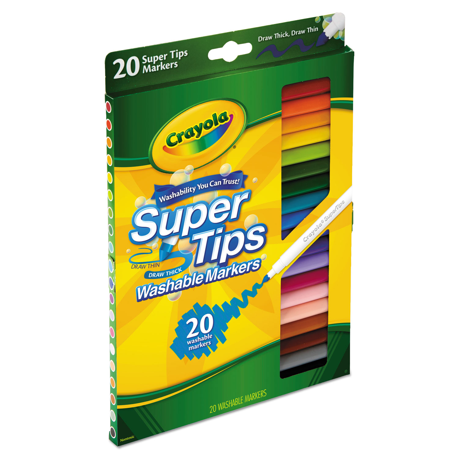 Washable Super Tips Markers, Assorted, 20/Set