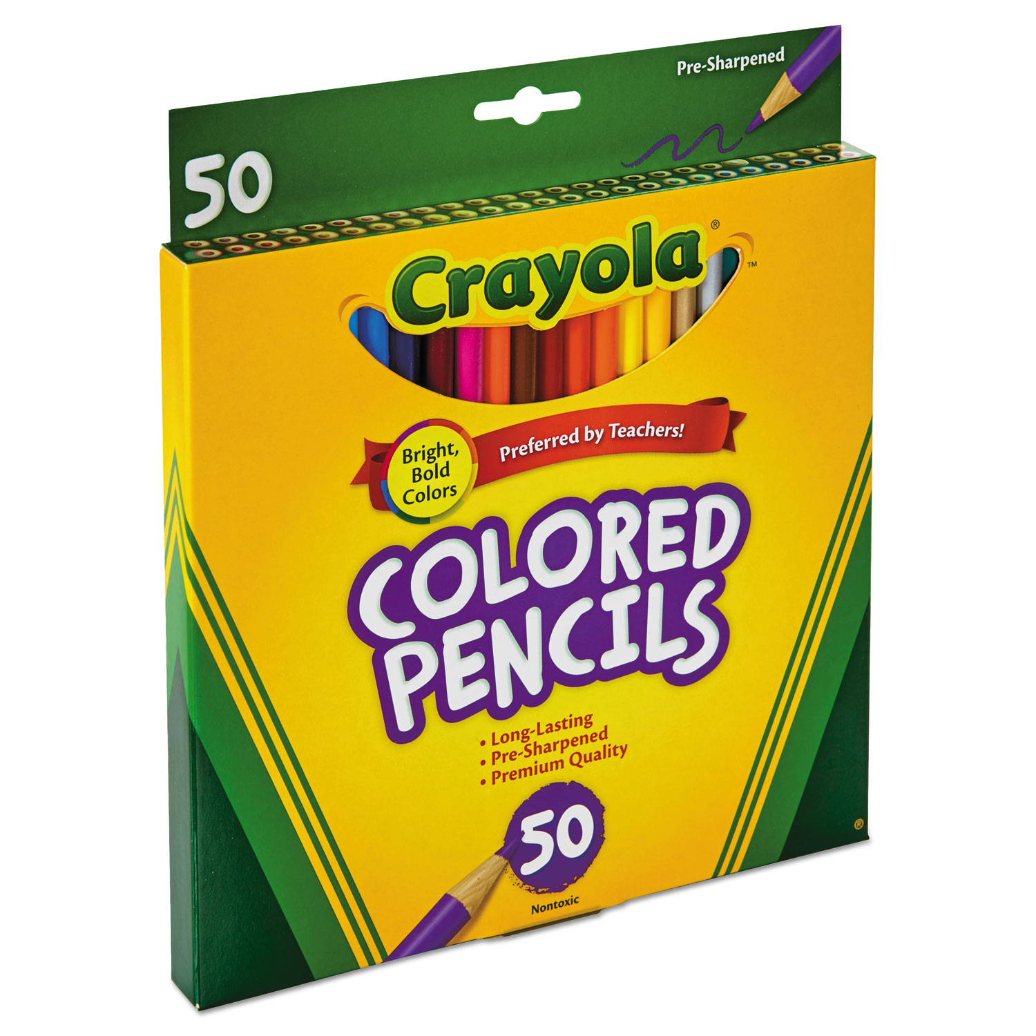 Long Barrel Colored Woodcase Pencils, 3.3 mm, 50 Assorted Colors/Set