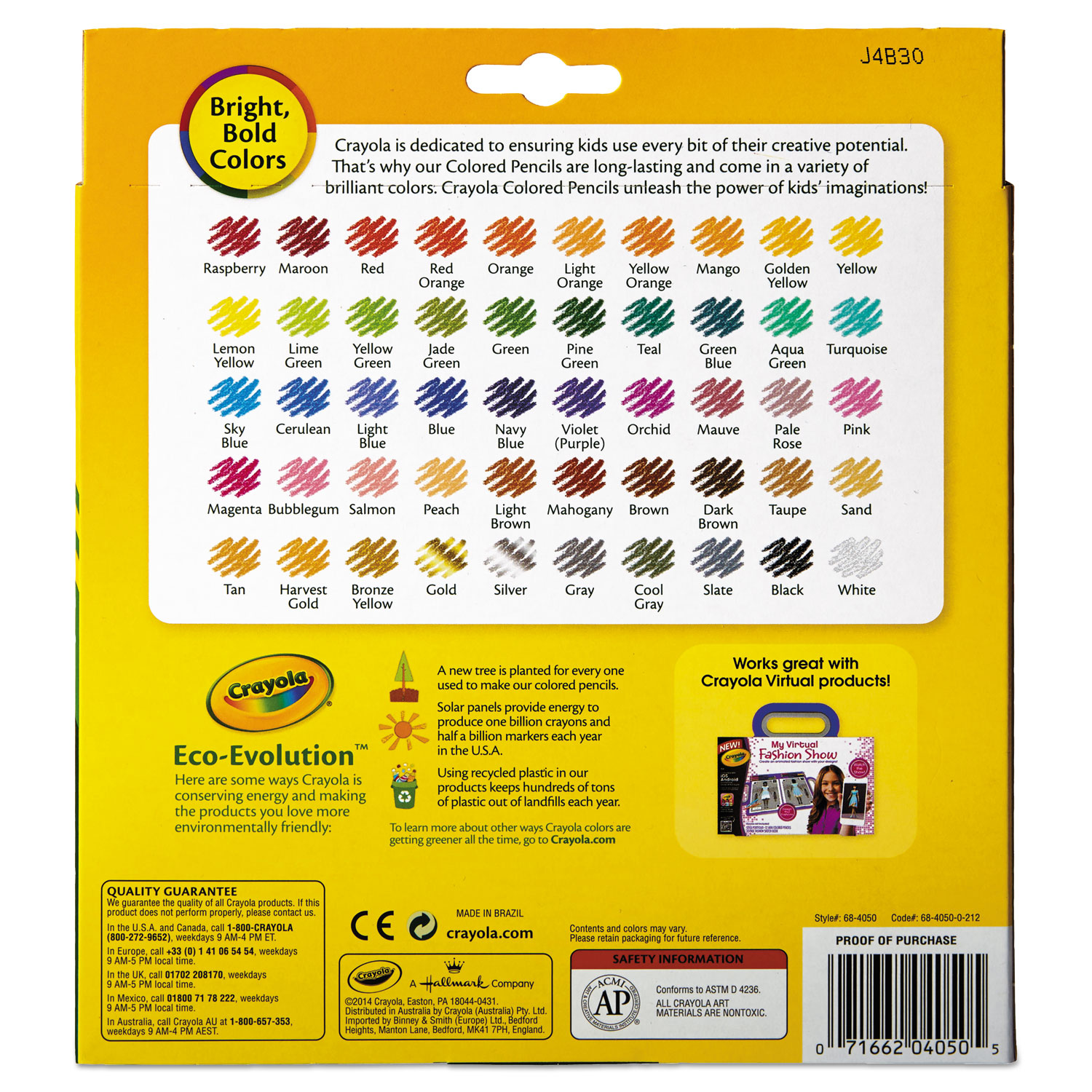 Crayola 68-4050 Long Barrel Colored Woodcase Pencils, 3.3 mm, 50 Assorted  Colors/Set 
