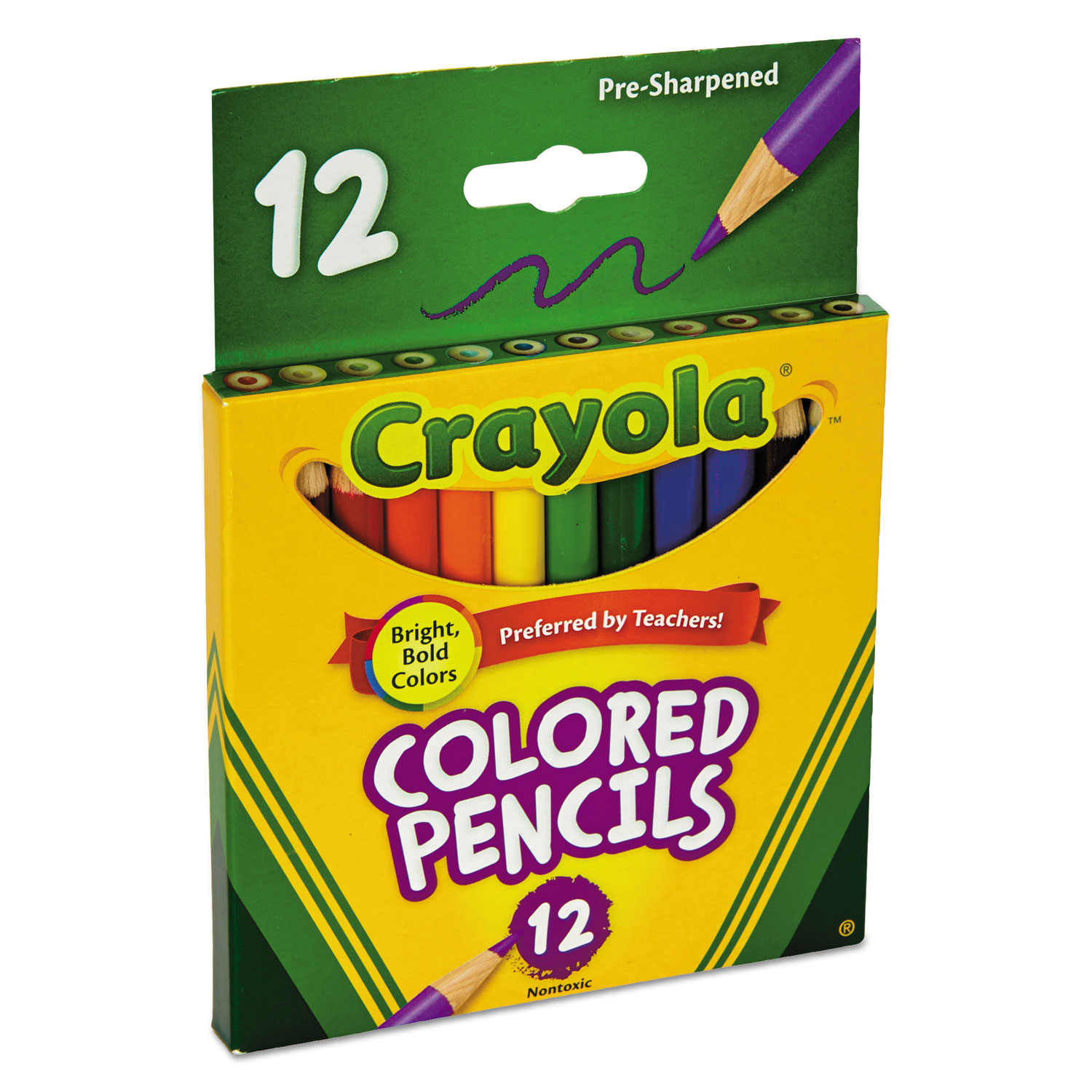 Short Barrel Colored Woodcase Pencils, 3.3 mm, 12 Assorted Colors/Set