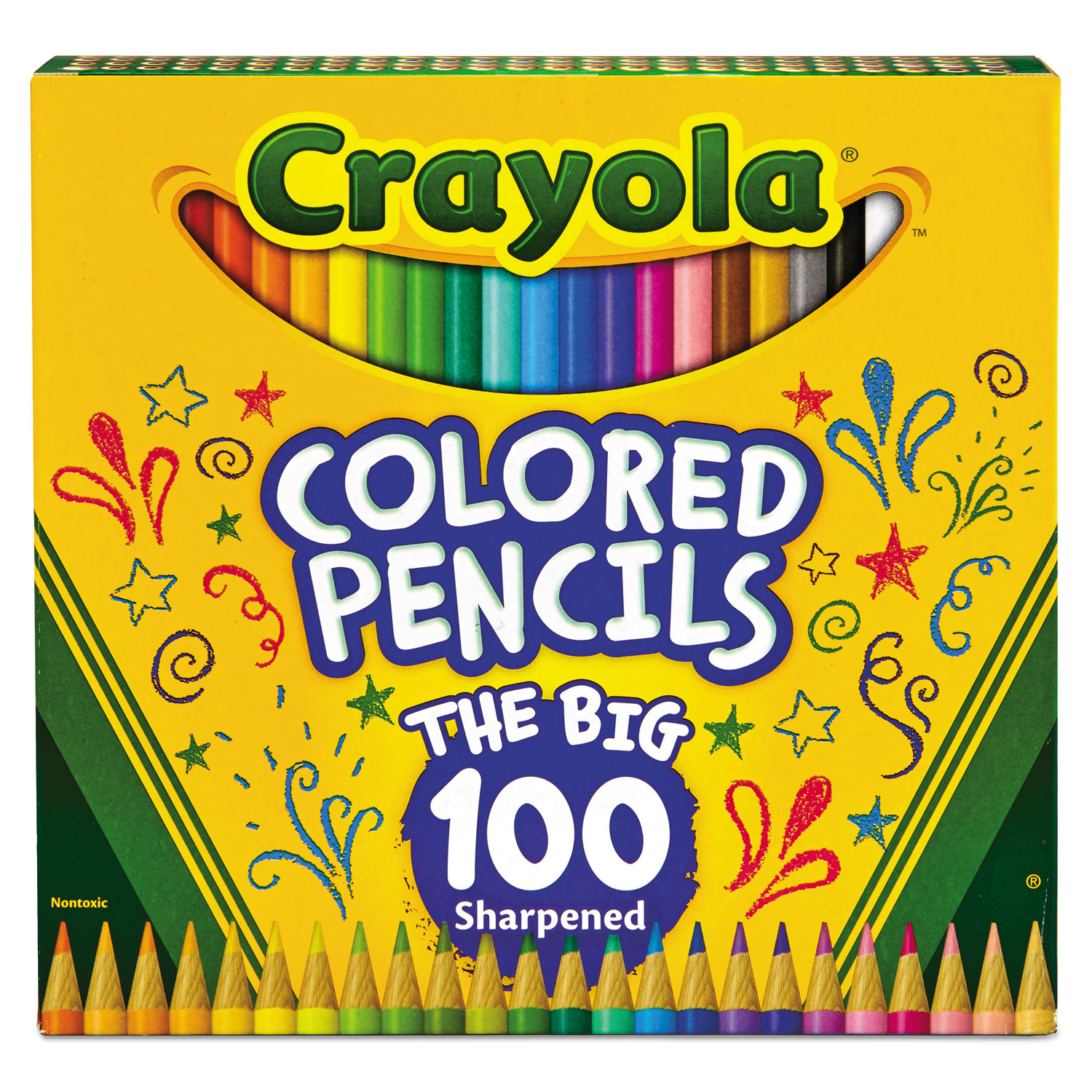  Crayola 688100 Long-Length Colored Pencil Set, 3.3 mm, 2B (#1), Assorted Lead/Barrel Colors, 100/Pack (CYO688100) 