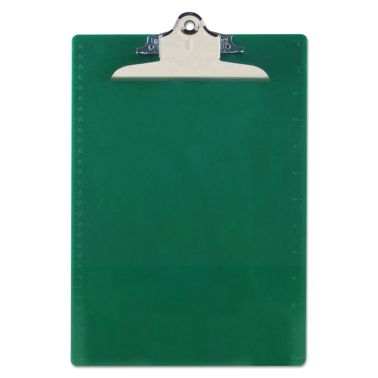  Saunders 21604 Recycled Plastic Clipboard with Ruler Edge, 1 Clip Cap, 8 1/2 x 12 Sheet, Green (SAU21604) 