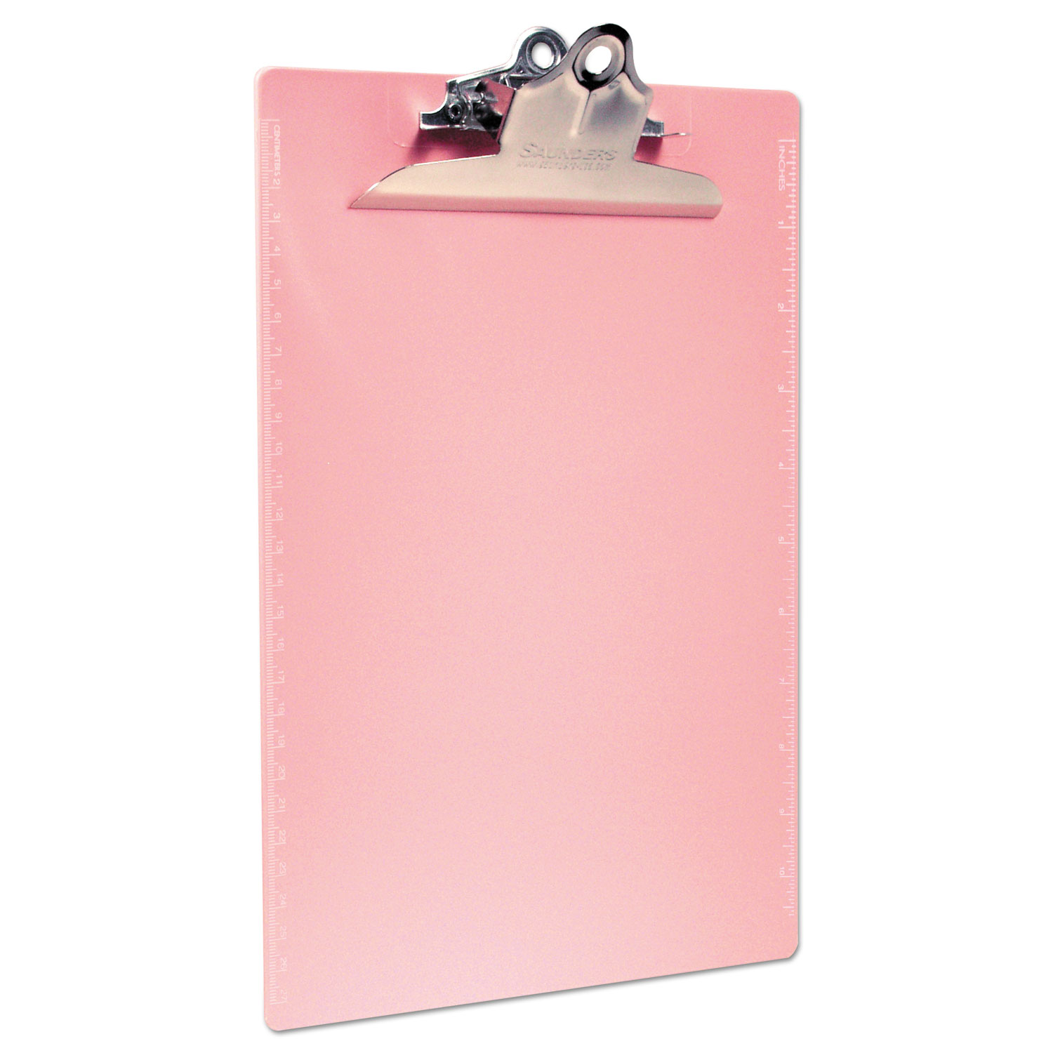 Recycled Plastic Clipboard with Ruler Edge, 1 Clip Cap, 8 1/2 x 12 Sheets, Pink