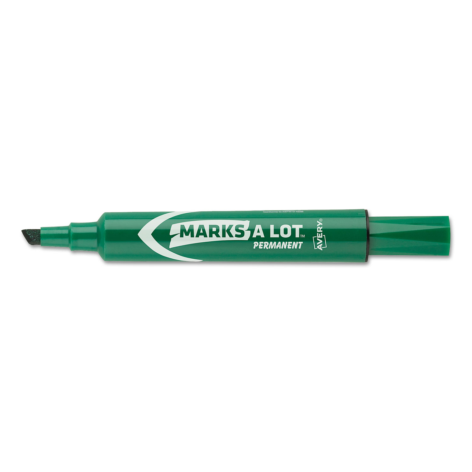  Avery 07885 MARKS A LOT Regular Desk-Style Permanent Marker, Broad Chisel Tip, Green, Dozen (AVE07885) 