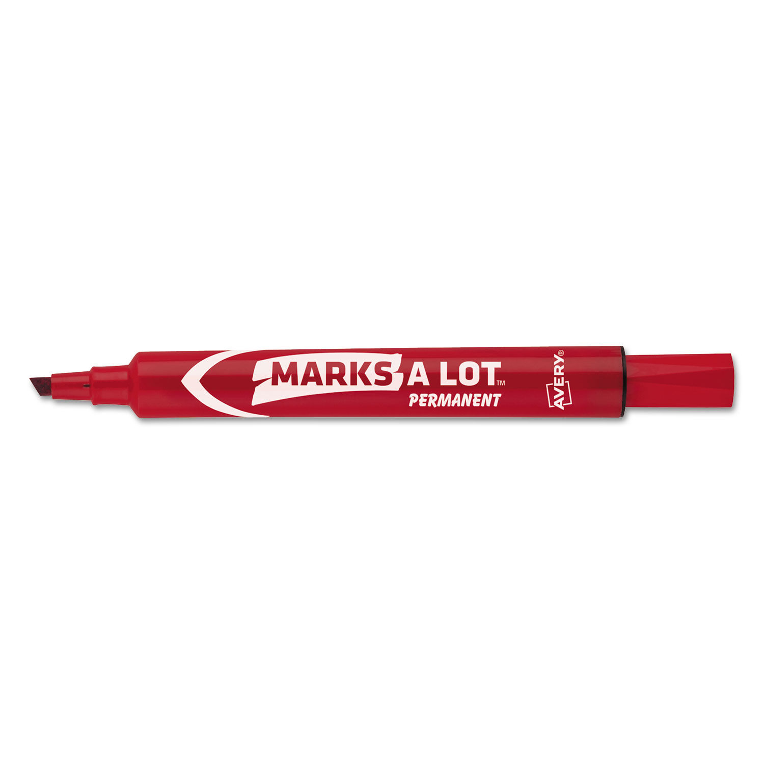  Avery 07887 MARKS A LOT Regular Desk-Style Permanent Marker, Broad Chisel Tip, Red, Dozen (AVE07887) 