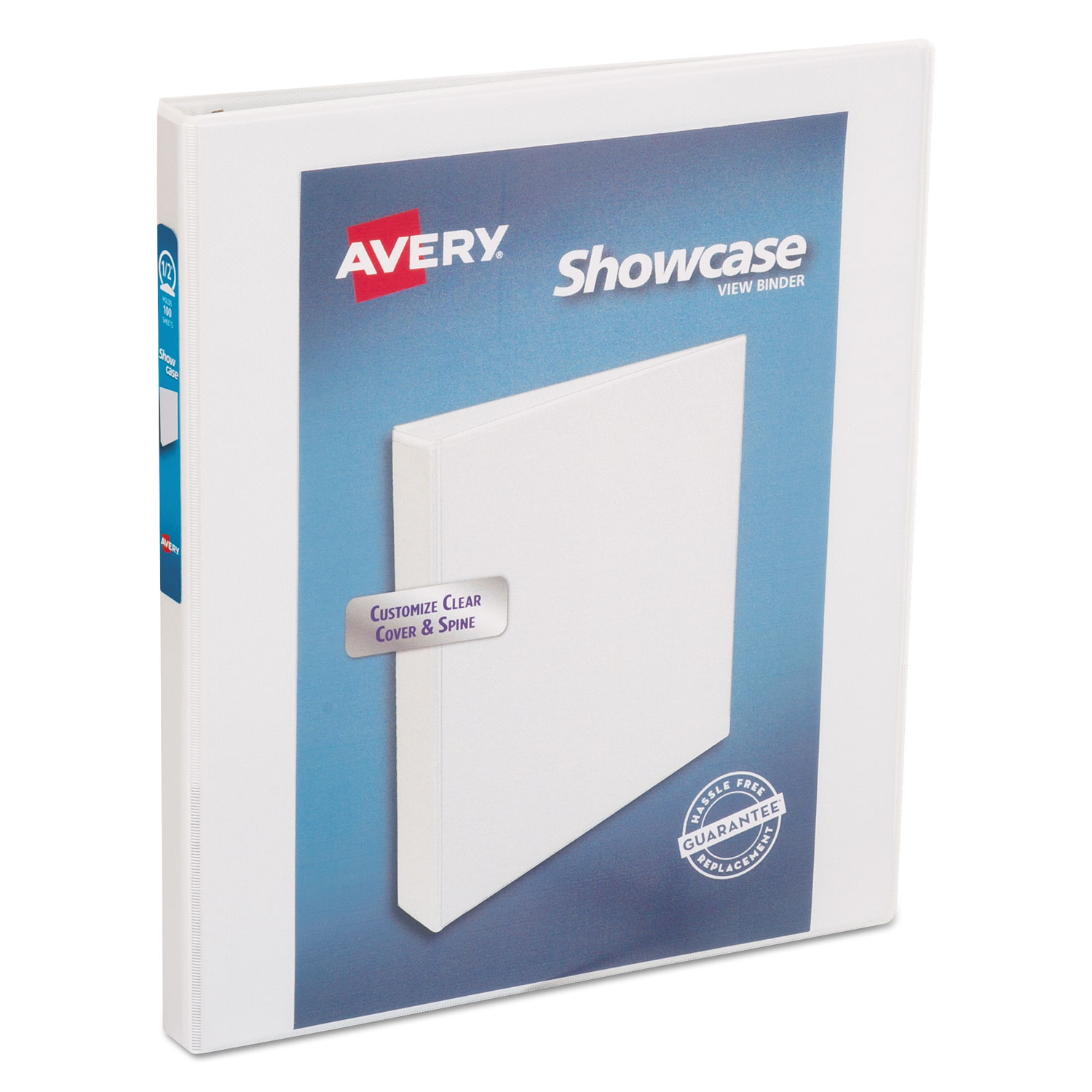  Avery 19551 Showcase Economy View Binder with Round Rings, 3 Rings, 0.5 Capacity, 11 x 8.5, White (AVE19551) 