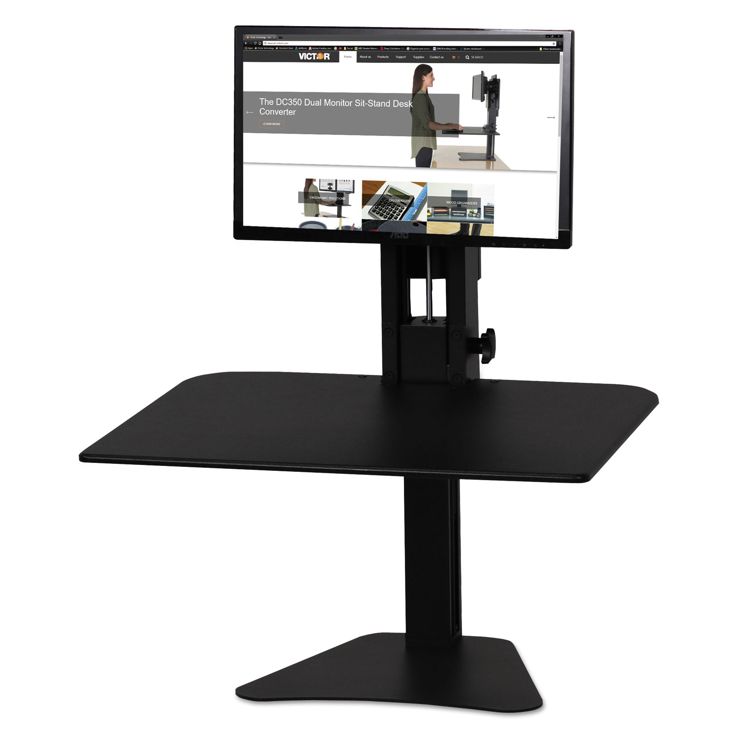 High Rise Adjustable Sit-Stand Workstation, 28 x 23 x 15 1/2, Black