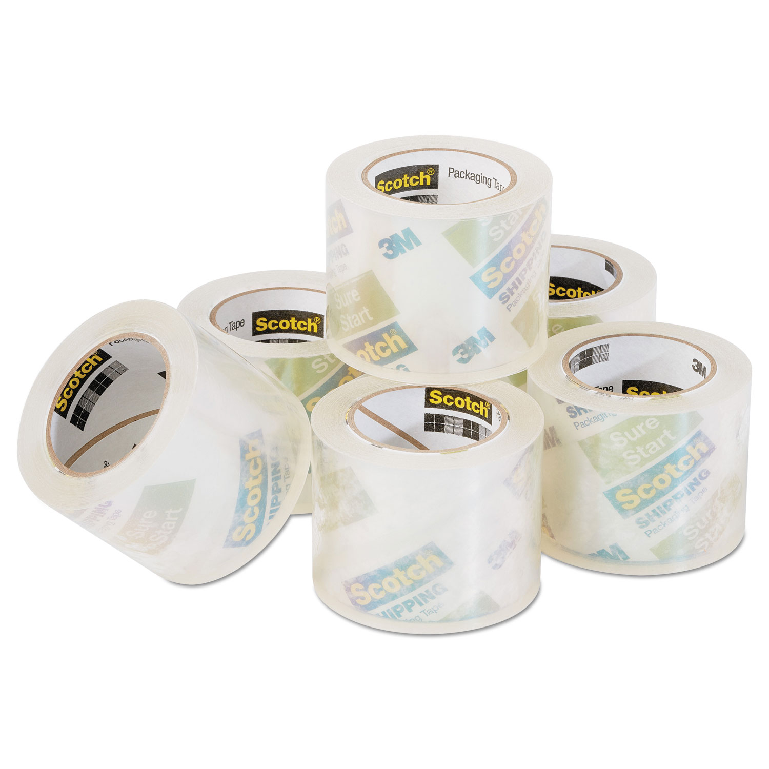 Sure Start Packaging Tape for DP1000 Dispensers, 1.5 Core, 1.88 x 75 ft, Clear, 6/Pack
