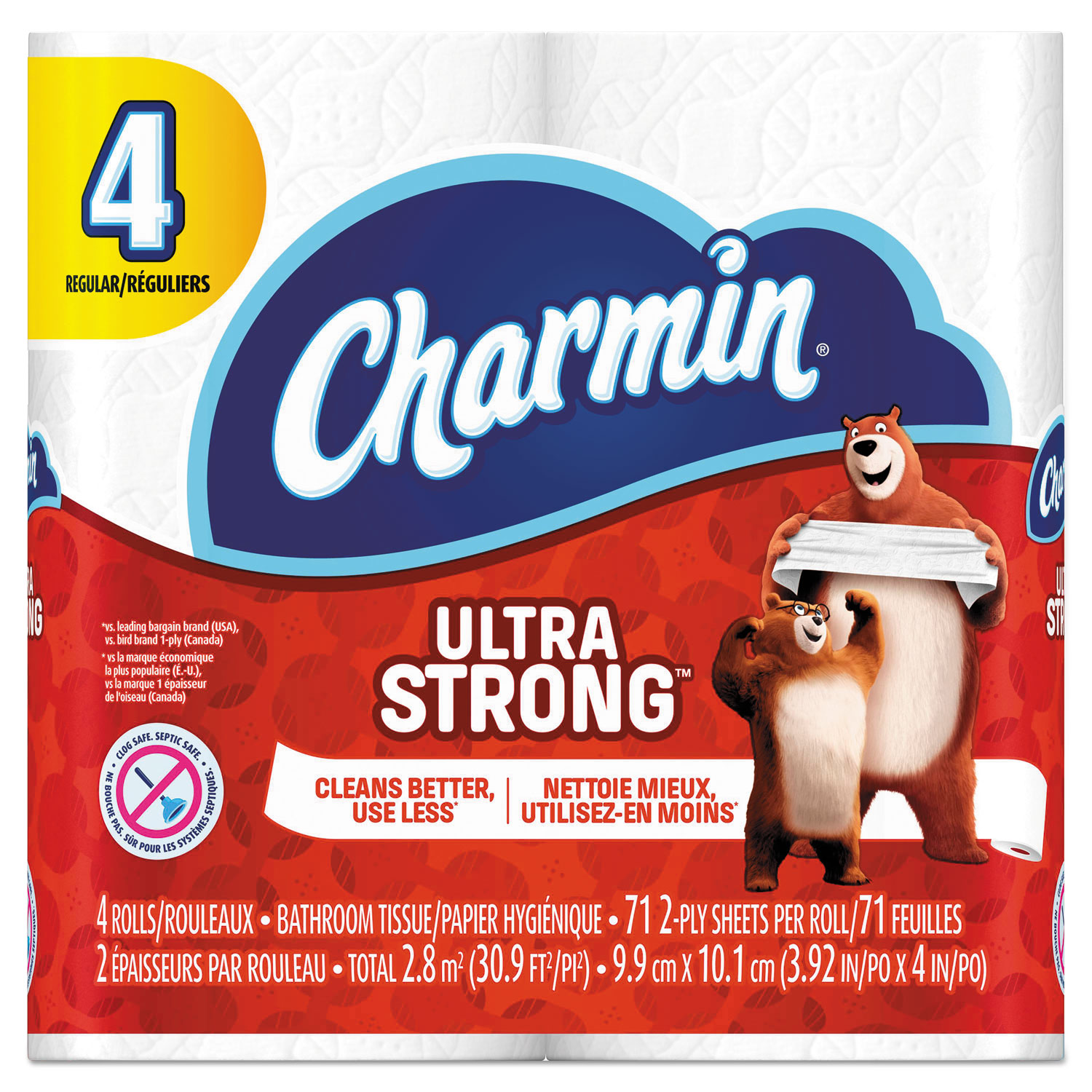  Charmin 99015 Ultra Strong Bathroom Tissue, Septic Safe, 2-Ply, White, 4 x 3.92, 71 Sheets/Roll, 4 Rolls/Pack, 24 Packs/Carton (PGC99015) 