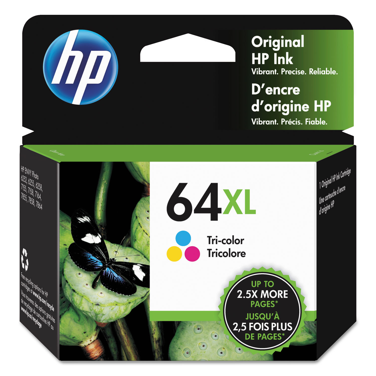  HP N9J91AN#140 HP 64XL, (N9J91AN) High Yield Tri-Color Original Ink Cartridge (HEWN9J91AN) 