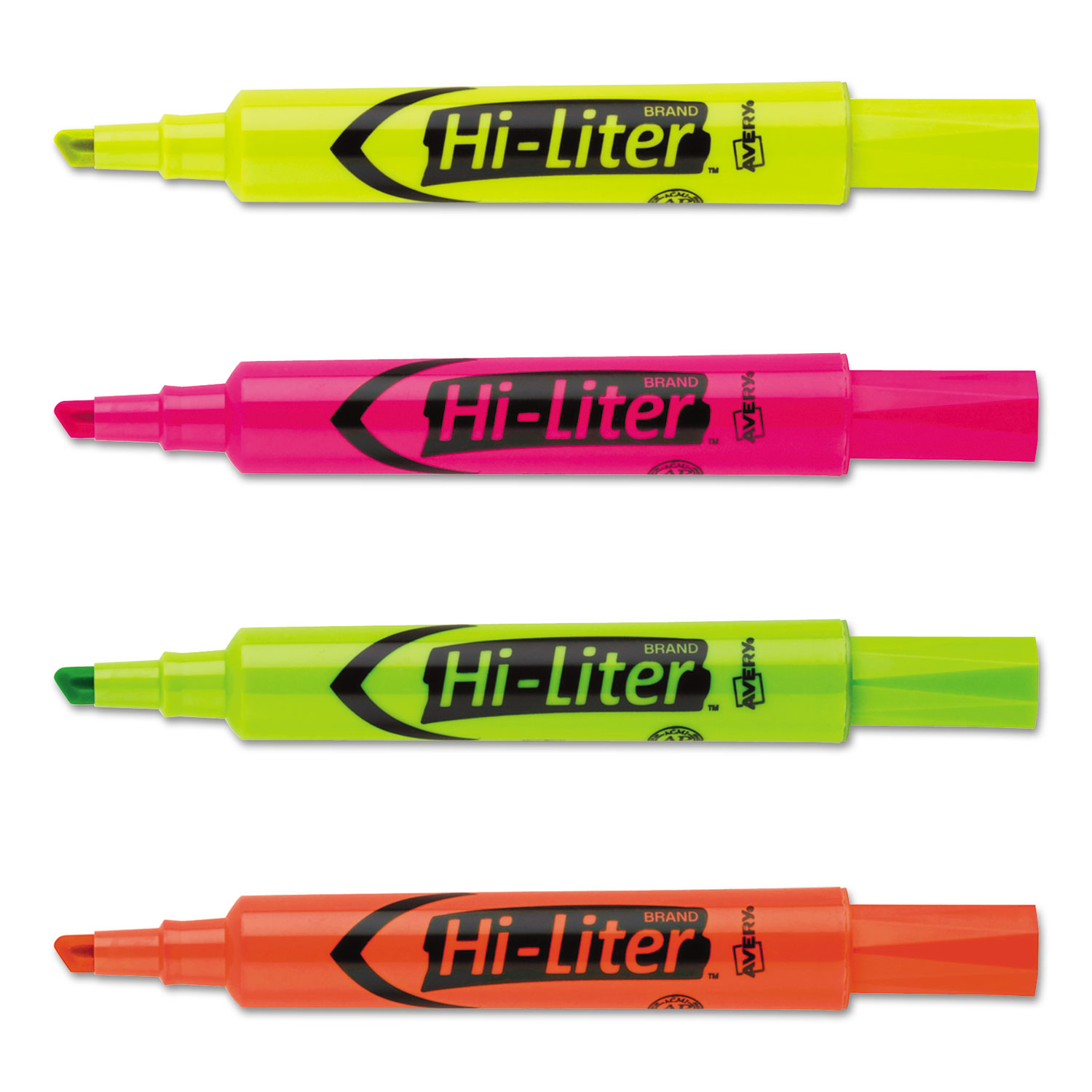 HI-LITER Desk-Style Highlighter, Chisel Tip, Assorted Colors, 4/Set