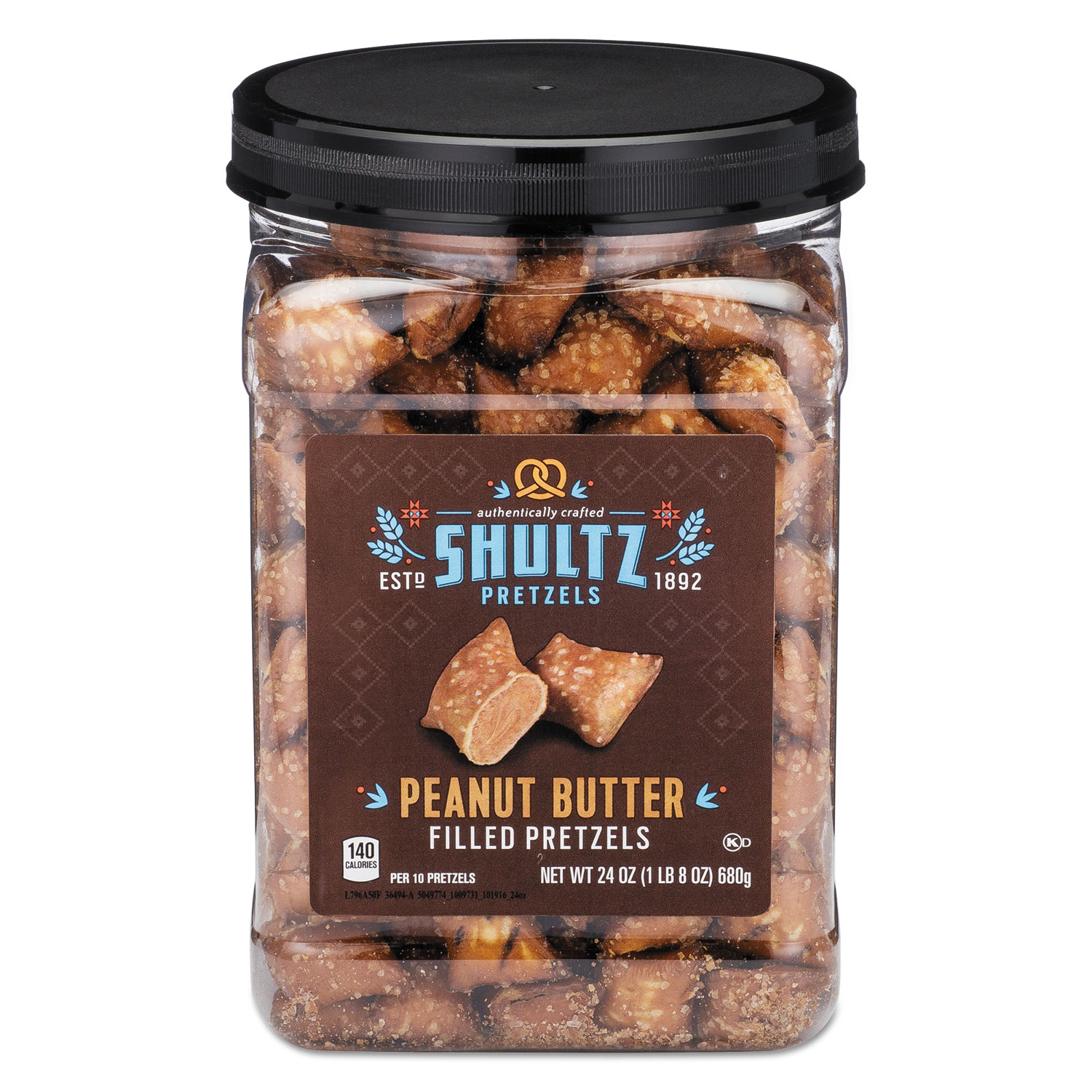 Shultz 3598 Pretzels, Peanut Butter, Tub, 24 oz (OFX3598) .