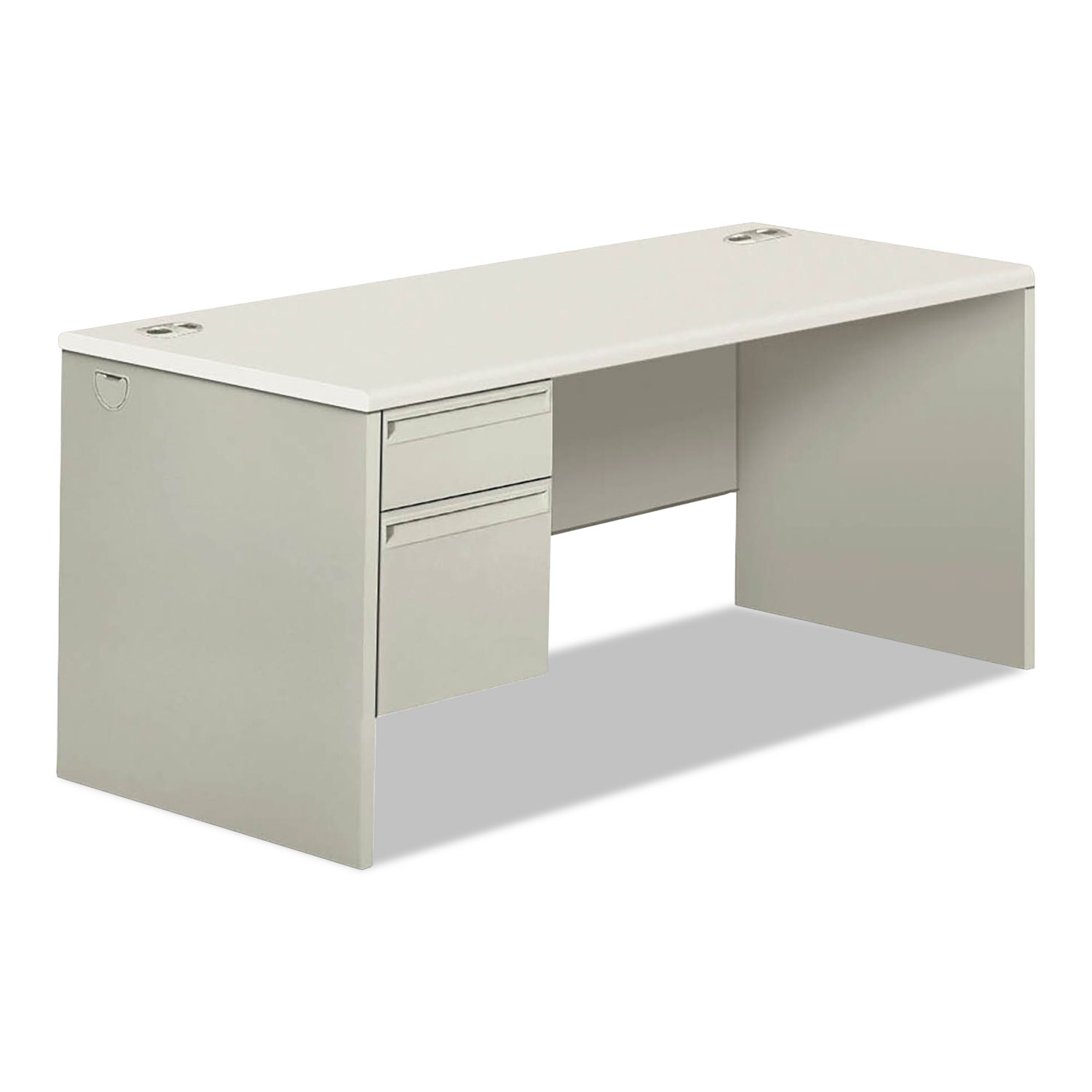 38000 Series Single Pedestal Desk, 66 Wide, Right, Silver Mesh/Light Gray