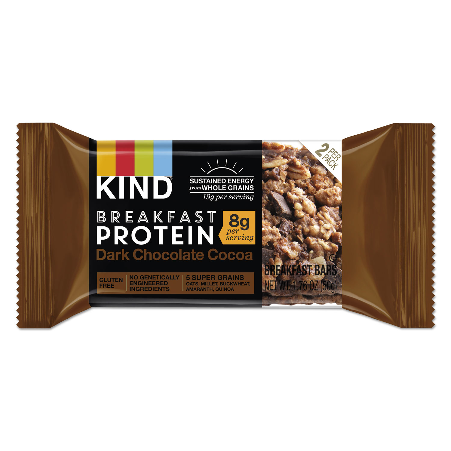 Breakfast Protein Bars, Dark Chocolate Cocoa, 50 g Box, 8/Pack