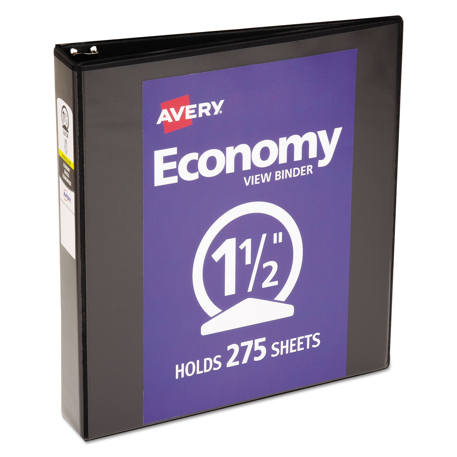  Avery 05725 Economy View Binder with Round Rings , 3 Rings, 1.5 Capacity, 11 x 8.5, Black (AVE05725) 