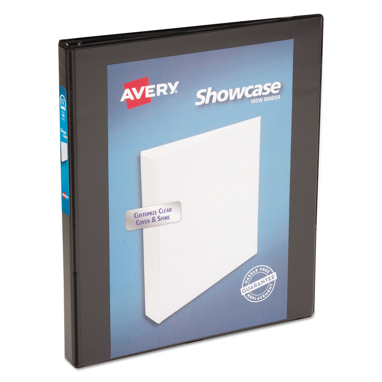  Avery 19550 Showcase Economy View Binder with Round Rings, 3 Rings, 0.5 Capacity, 11 x 8.5, Black (AVE19550) 