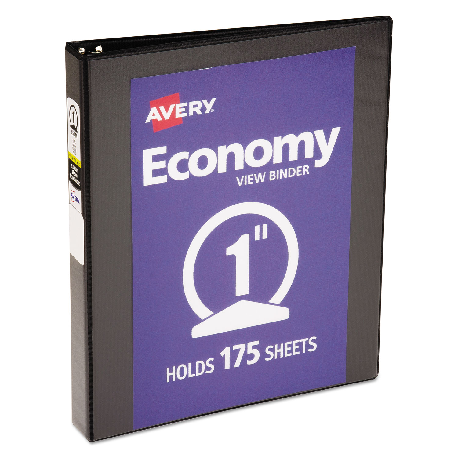 Economy View Binder with Round Rings , 3 Rings, 1" Capacity, 11 x 8.5, Black