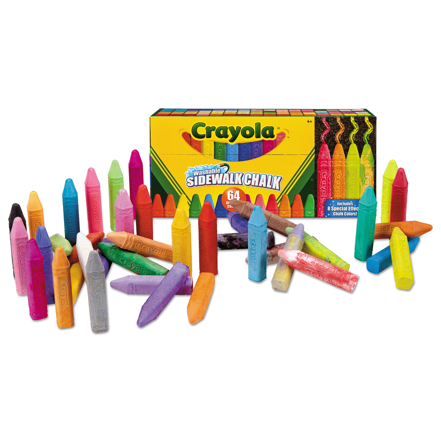  Crayola 512064 Ultimate Sidewalk Chalk, 4, 60 Assorted Colors, 64/Set (CYO512064) 