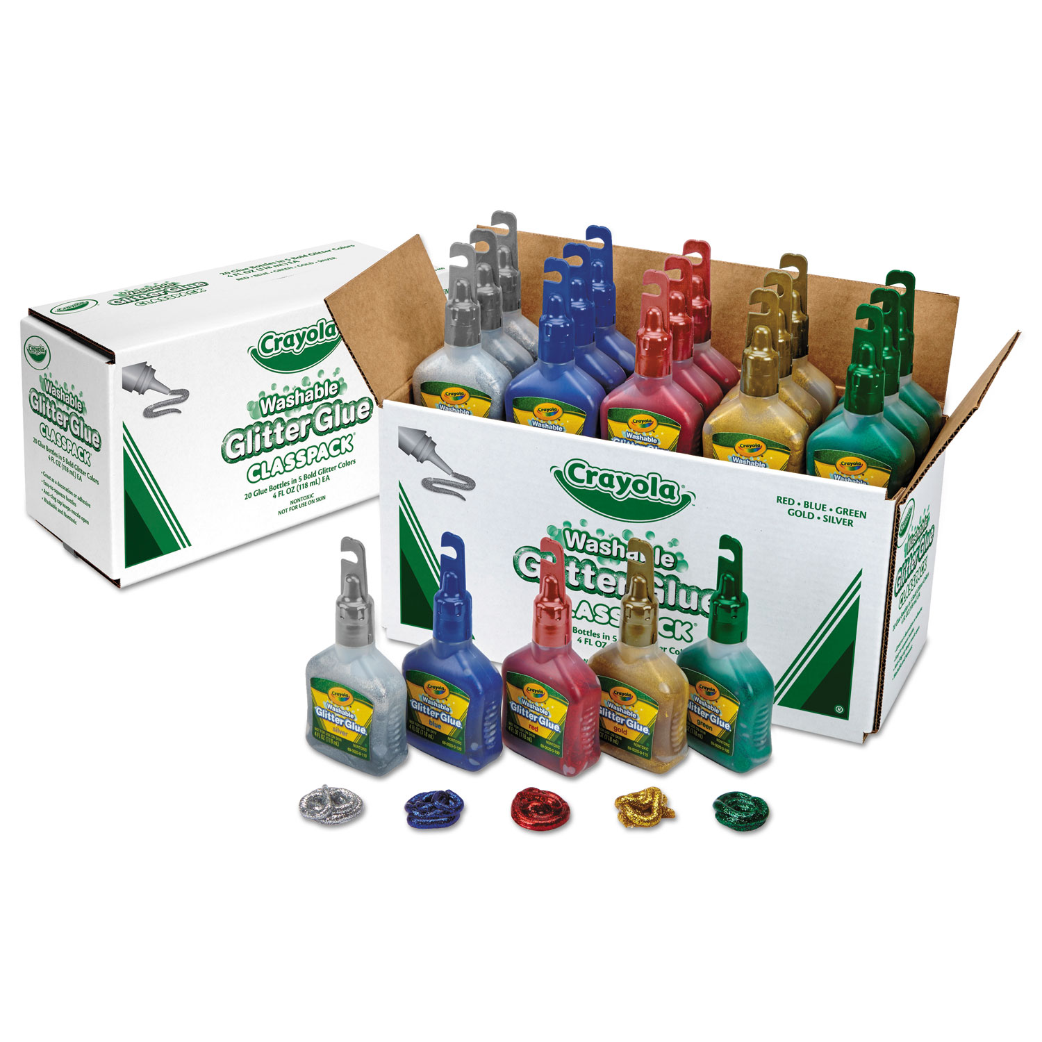  Crayola 690020 Glitter Glue Classpack, 4 oz, Assorted Colors, 20/Set (CYO690020) 