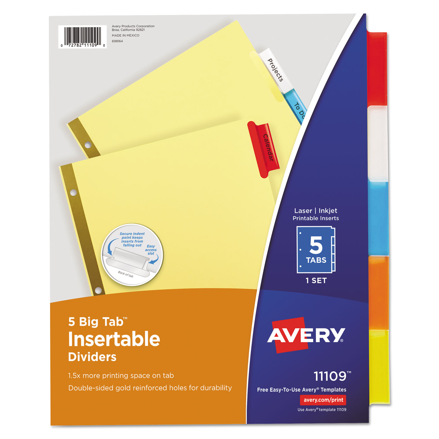  Avery 11109 Insertable Big Tab Dividers, 5-Tab, Letter (AVE11109) 