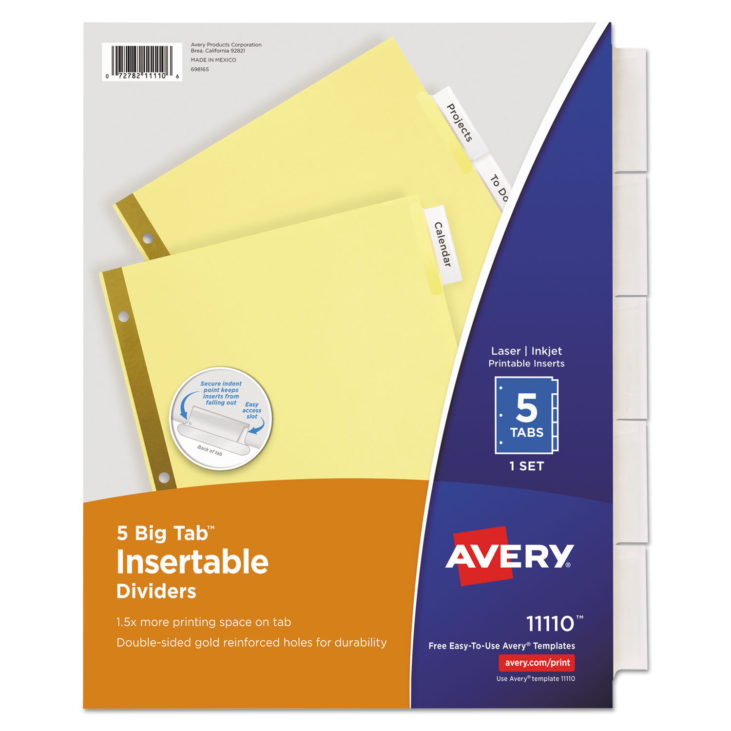  Avery 11110 Insertable Big Tab Dividers, 5-Tab, Letter (AVE11110) 