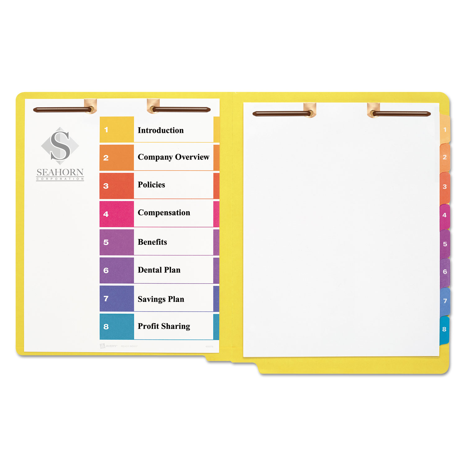 Preprinted Tab Dividers for Classification Folders, 8-Tab, Letter