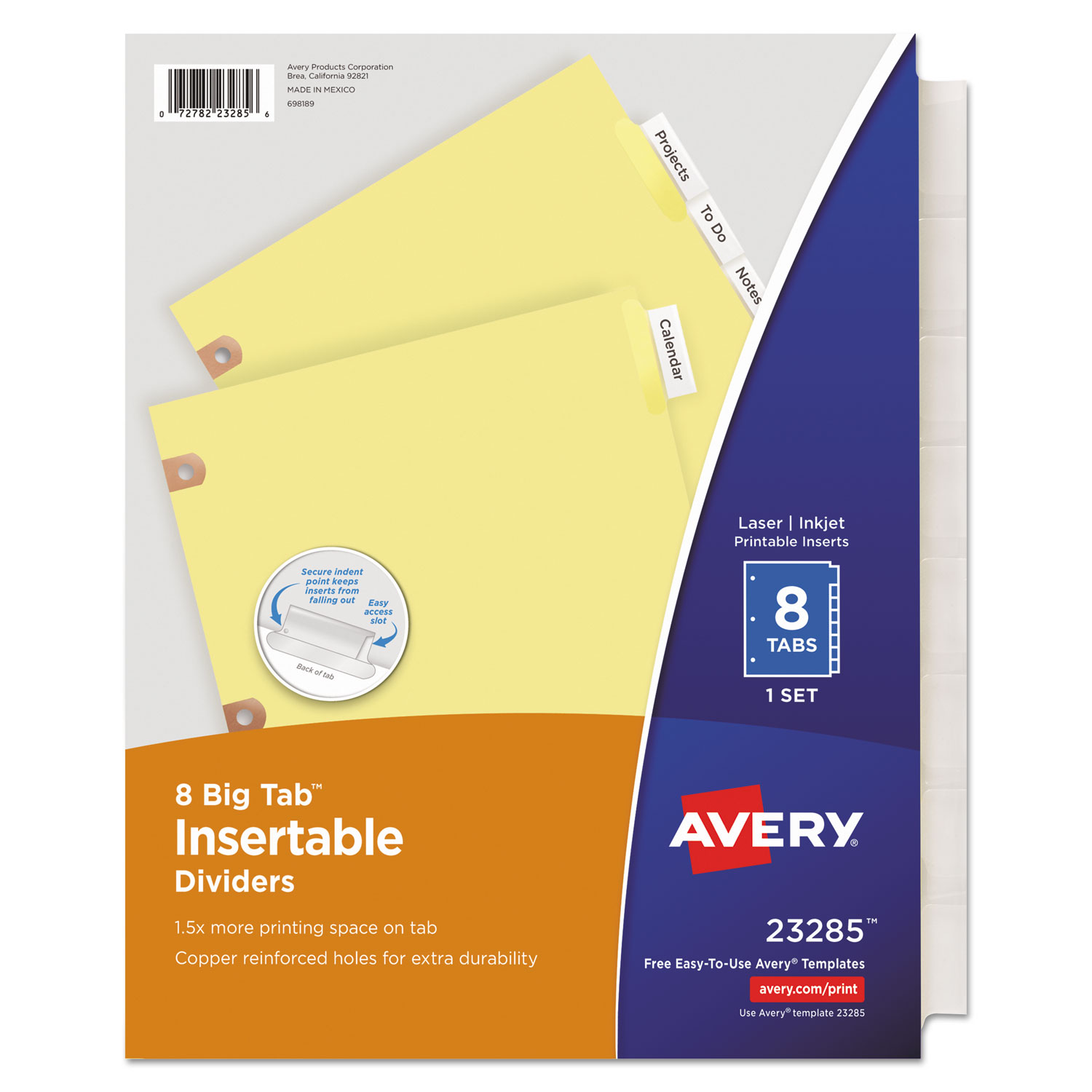  Avery 23285 Insertable Big Tab Dividers, 8-Tab, Letter (AVE23285) 