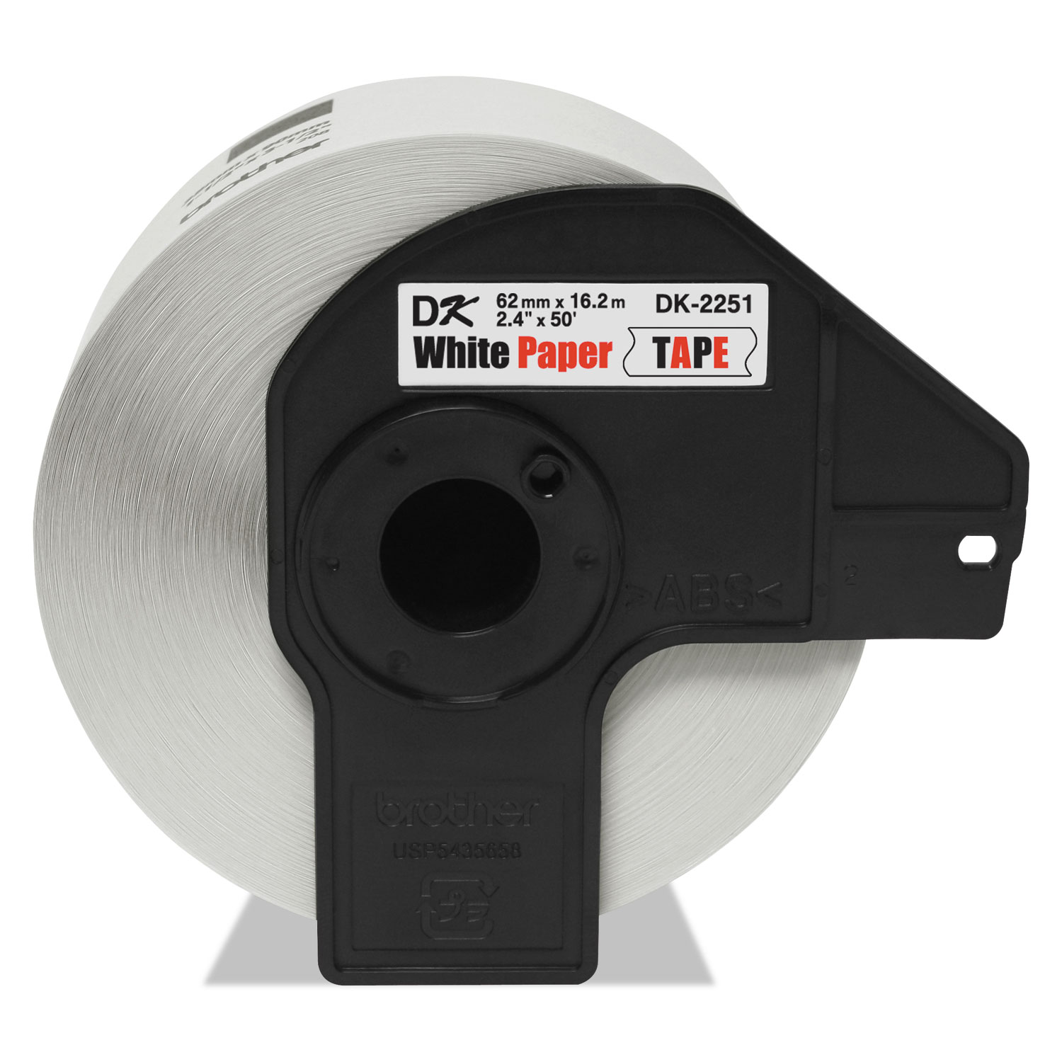 Continuous Paper Label Tape, 2-1/2 x 50 ft, Black/White