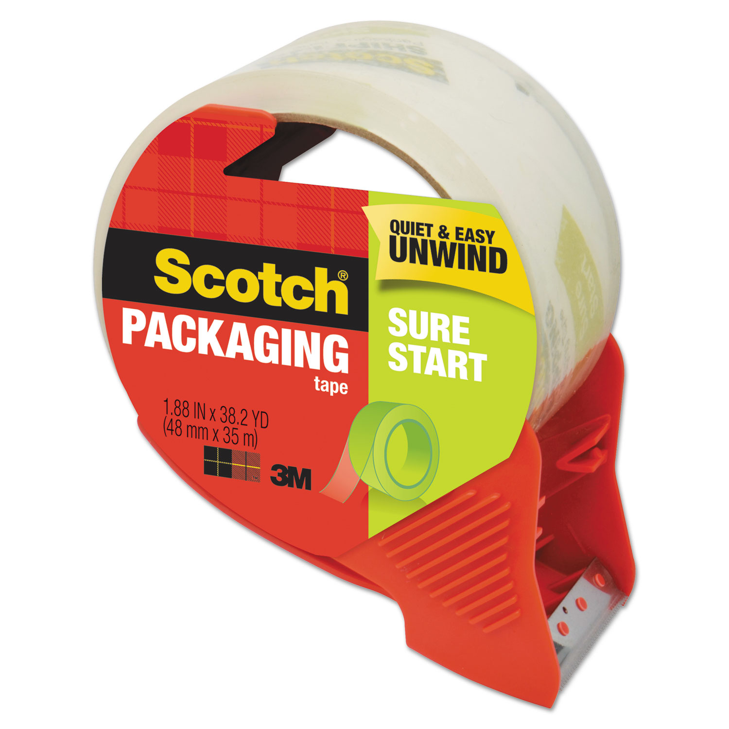 MMM3450SRD Scotch Sure Start Packaging Tape w/Dispenser - Zuma