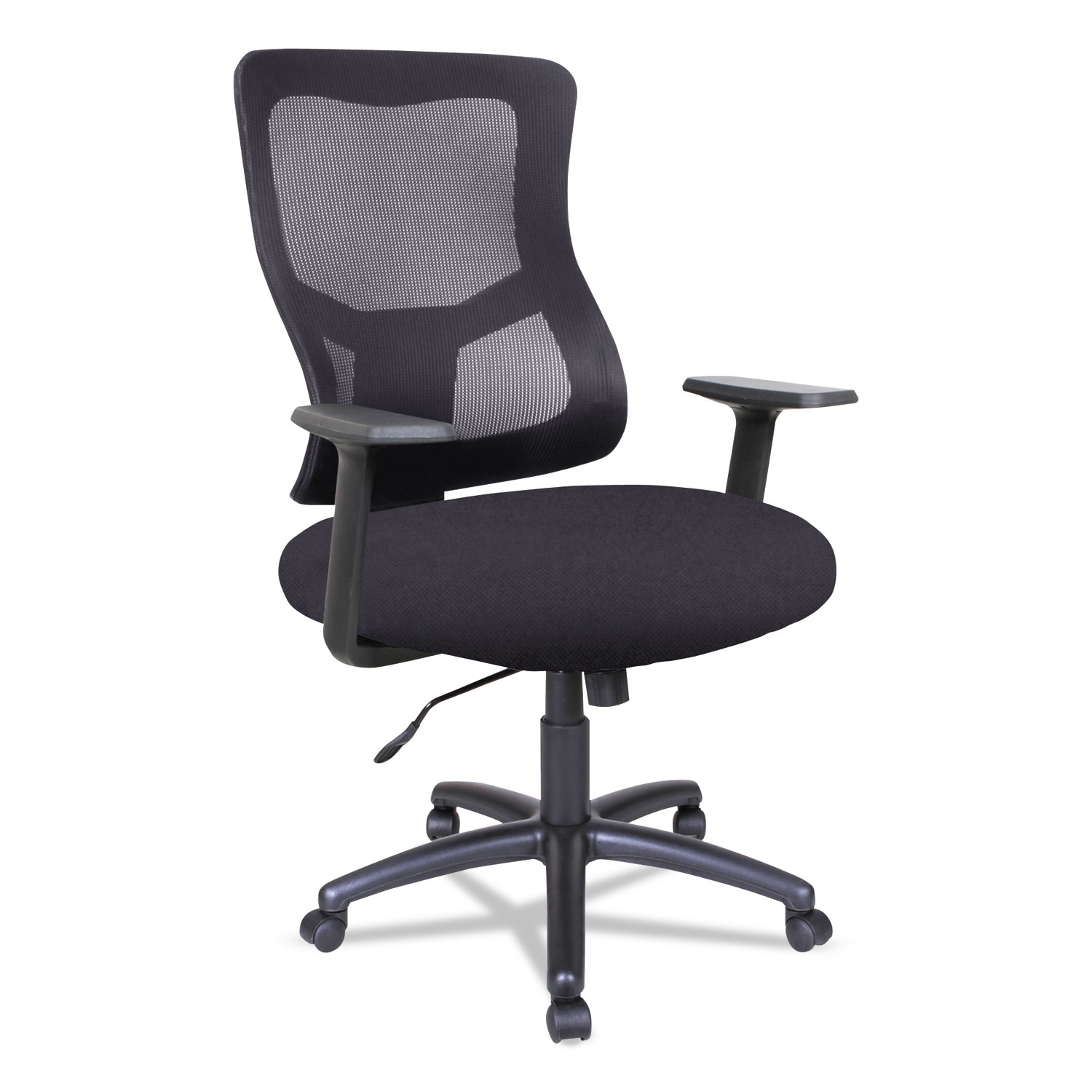  Alera ALEELT4214B Alera Elusion II Series Mesh Mid-Back Swivel/Tilt Chair, Supports up to 275 lbs., Black Seat/Black Back, Black Base (ALEELT4214B) 