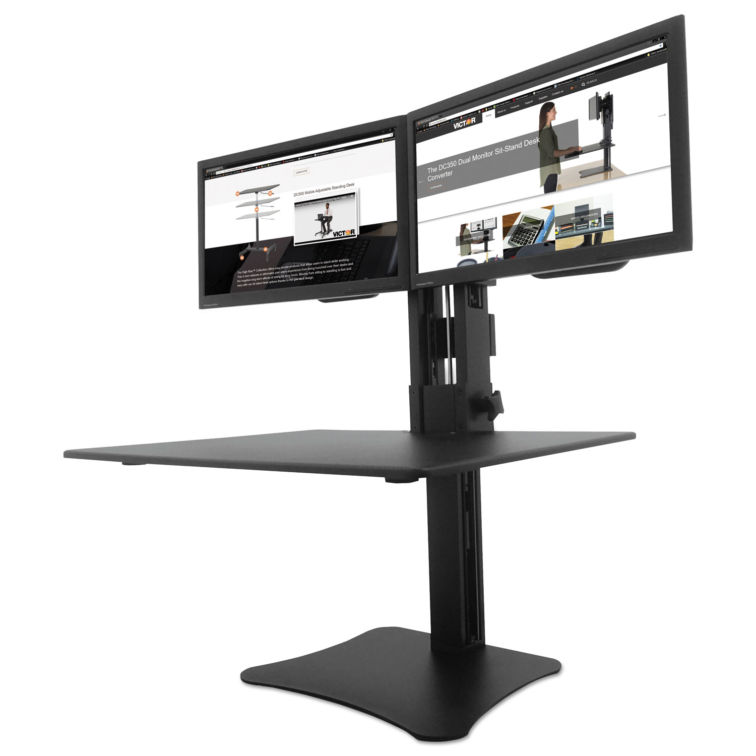  Victor DC350 High Rise Dual Monitor Standing Desk Workstation, 28w x 23d x 15.5h, Black (VCTDC350) 