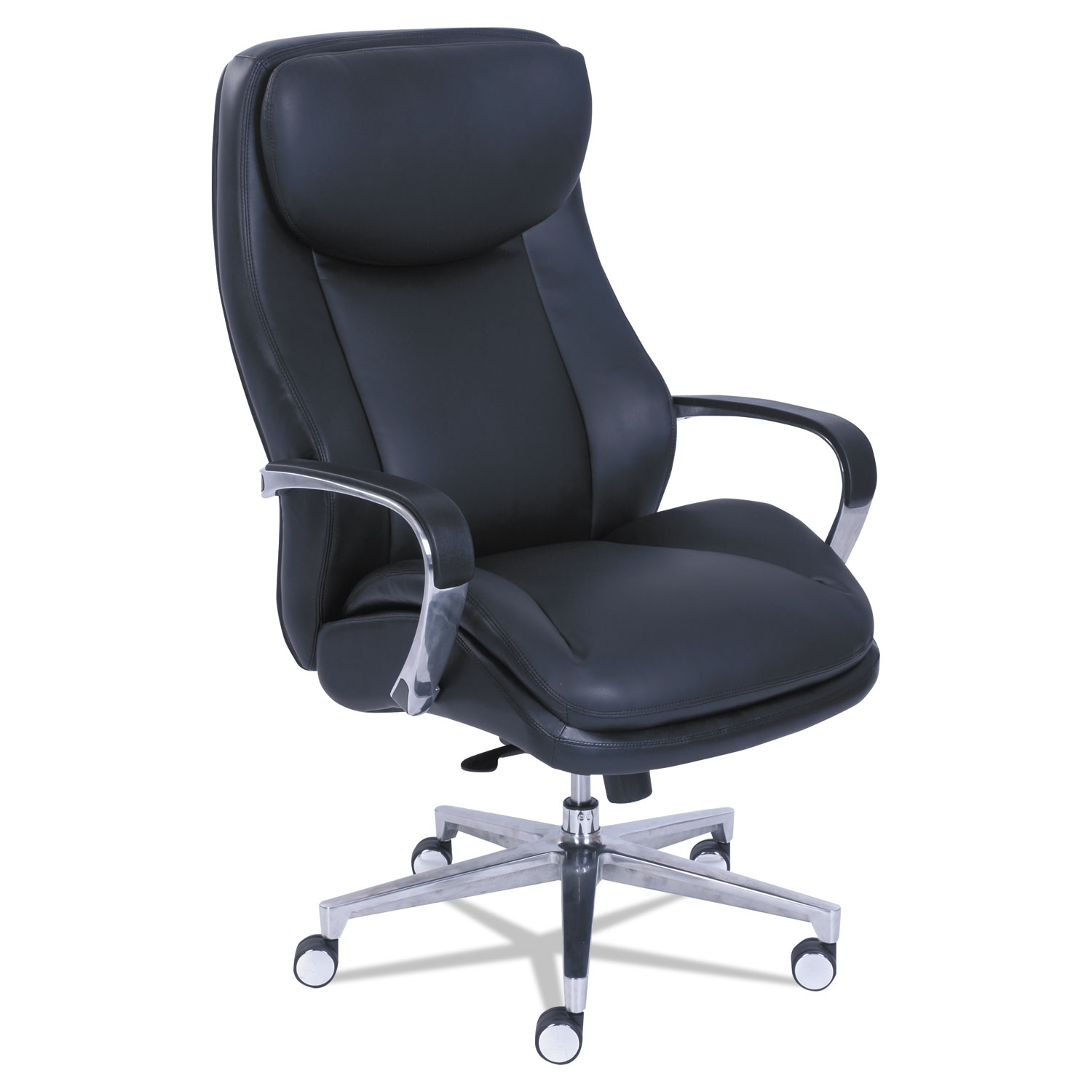  La-Z-Boy 48968 Commercial 2000 Big and Tall Executive Chair, Supports up to 400 lbs., Black Seat/Black Back, Silver Base (LZB48968) 