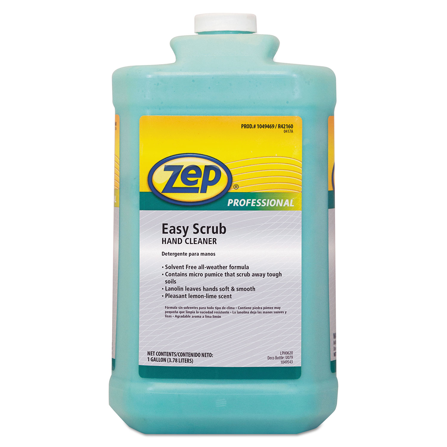Industrial Hand Cleaner, Easy Scrub, Lemon, 1 gal Bottle, 4/Carton - Zerbee