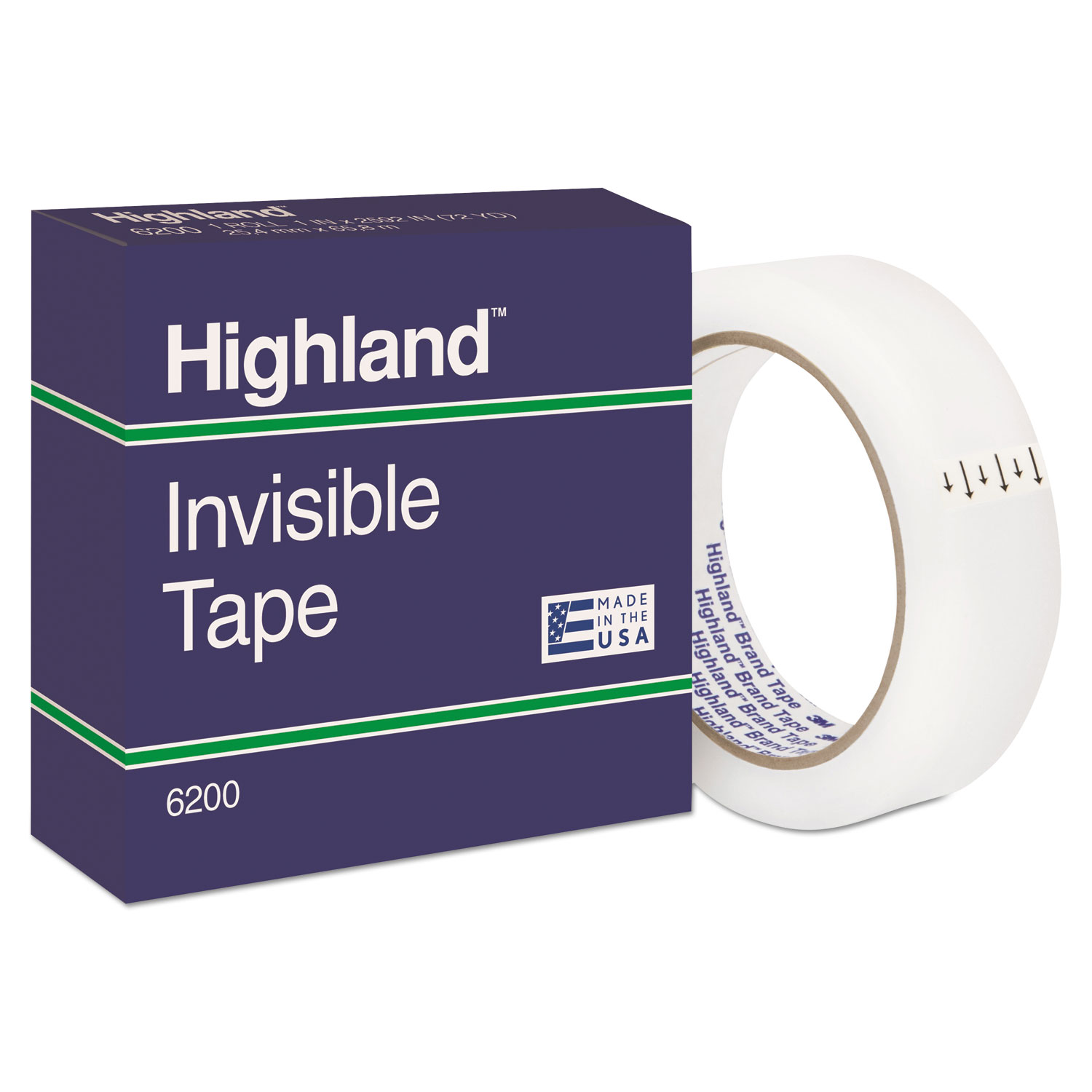  Highland 6200 Invisible Permanent Mending Tape, 3 Core, 1 x 72 yds, Clear (MMM620025921) 