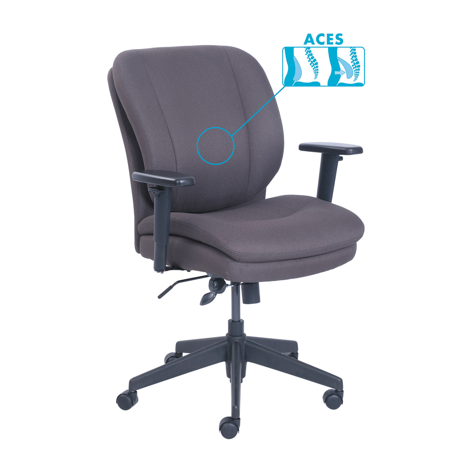  SertaPedic 48967B Cosset Ergonomic Task Chair, Supports up to 275 lbs., Gray Seat/Gray Back, Black Base (SRJ48967B) 