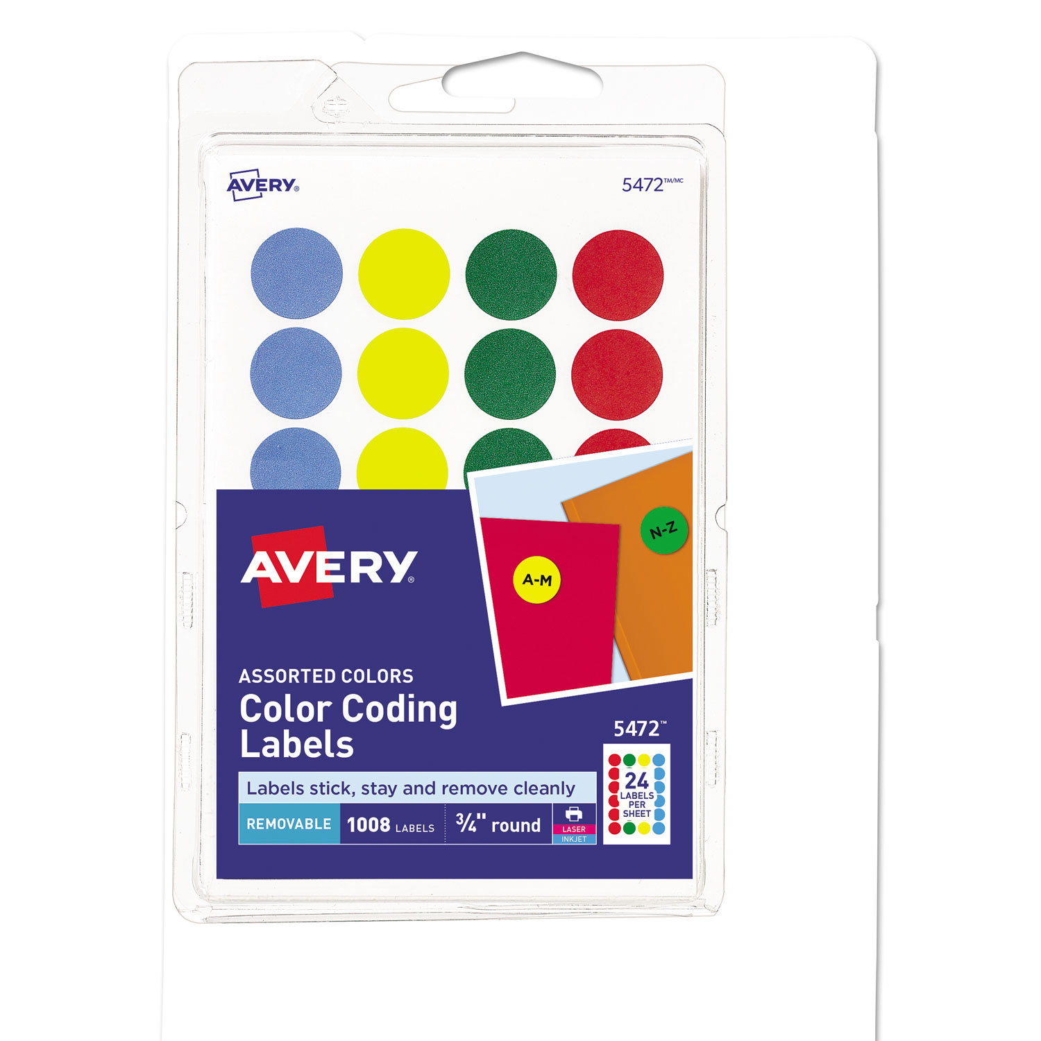 AVE05472 Avery Printable Removable ColorCoding Labels Zuma
