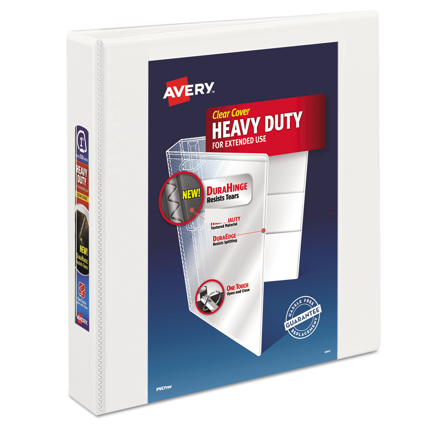  Avery 79195 Heavy-Duty View Binder with DuraHinge and Locking One Touch EZD Rings, 3 Rings, 1.5 Capacity, 11 x 8.5, White (AVE79195) 