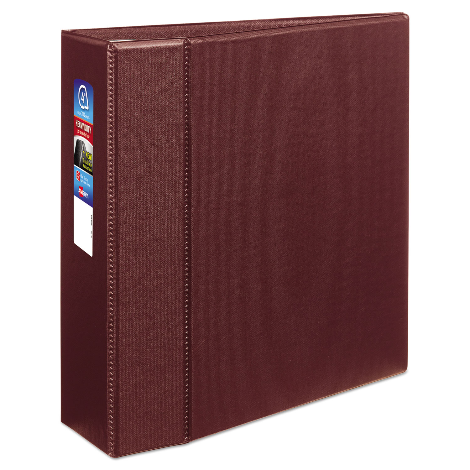 Heavy-Duty Non-View Binder with DuraHinge and Locking One Touch EZD Rings, 3 Rings, 4" Capacity, 11 x 8.5, Maroon