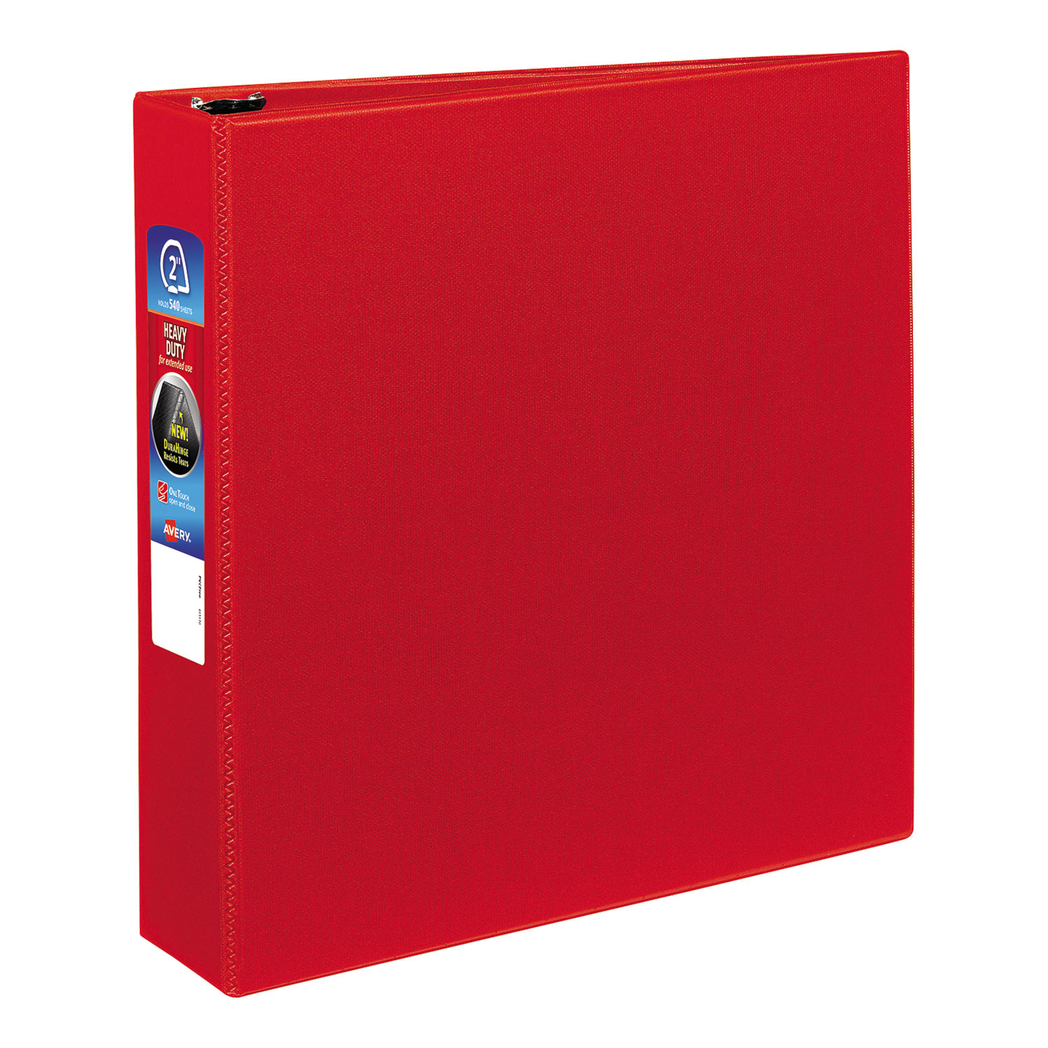  Avery 79582 Heavy-Duty Non-View Binder with DuraHinge and Locking One Touch EZD Rings, 3 Rings, 2 Capacity, 11 x 8.5, Red (AVE79582) 