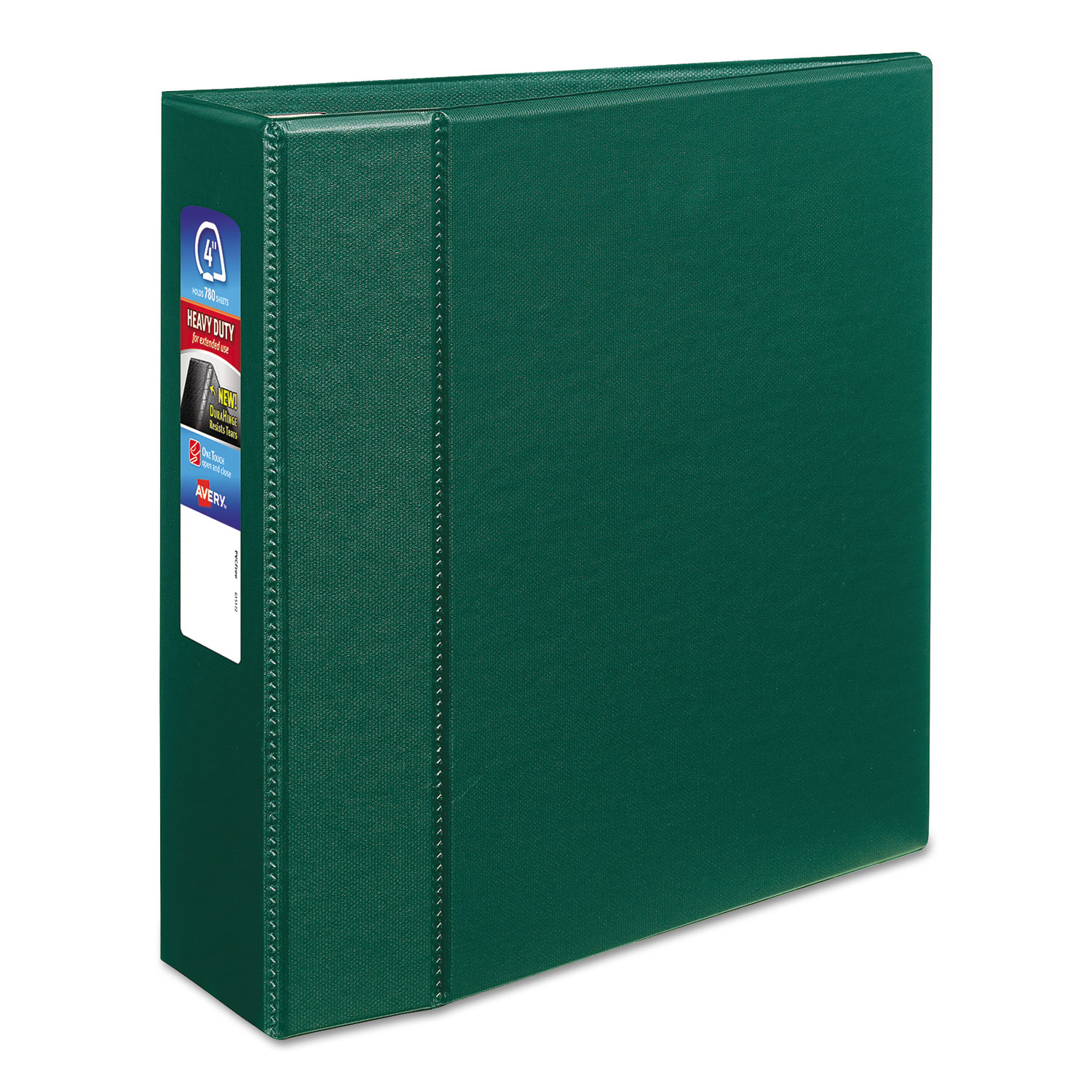 Heavy-Duty Non-View Binder with DuraHinge and Locking One Touch EZD Rings, 3 Rings, 4" Capacity, 11 x 8.5, Green