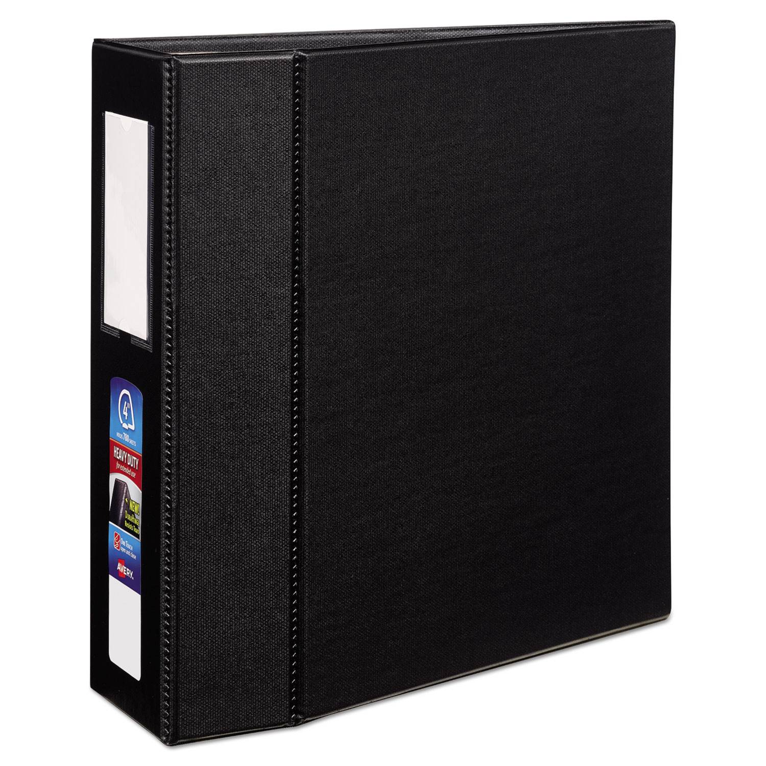 Heavy-Duty Non-View Binder with DuraHinge, Three Locking One Touch EZD Rings and Spine Label, 4" Capacity, 11 x 8.5, Black