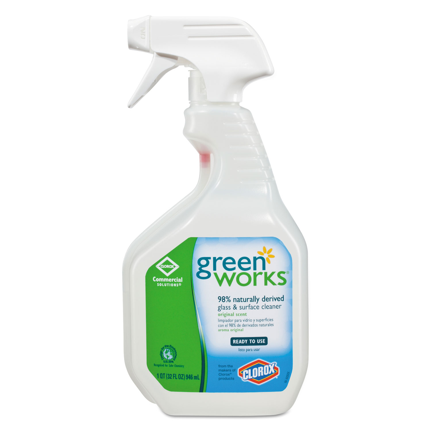 Green Works 10044600004591 Glass & Surface Cleaner, Original, 32oz Smart Tube Spray Bottle (CLO00459) 