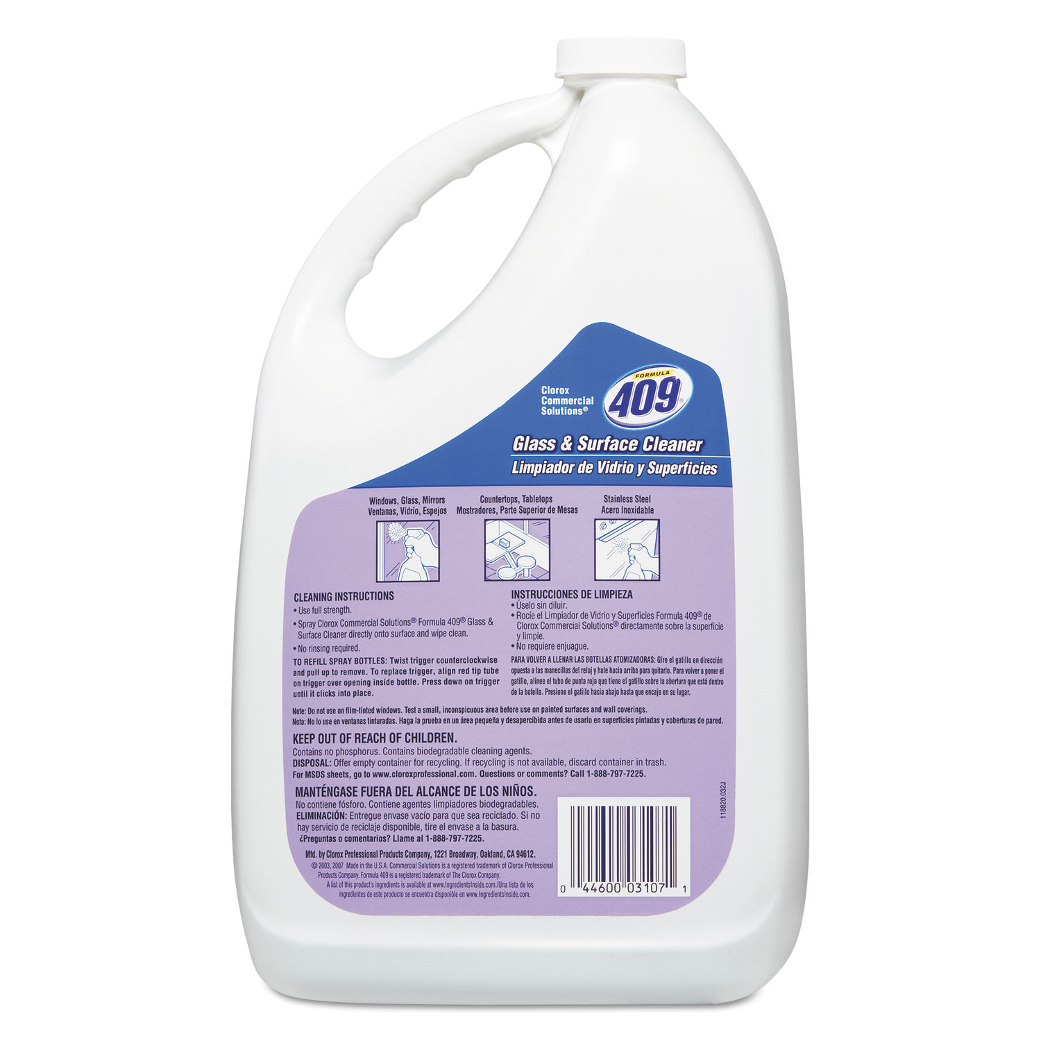 Glass & Surface Cleaner, Refill, 128 oz