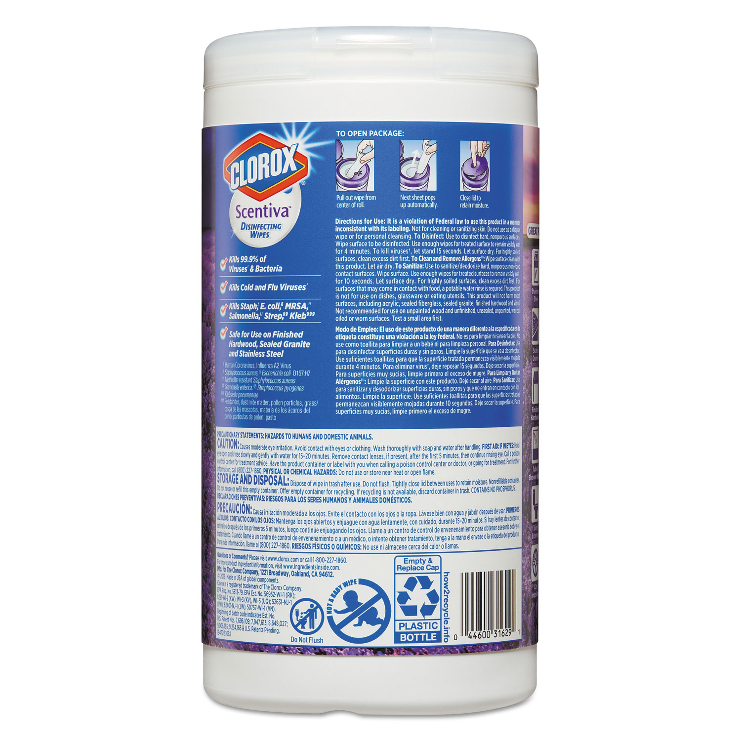 Scentiva Disinfecting Wipes, White, Tuscan Lavender and Jasmine, 70/Canister