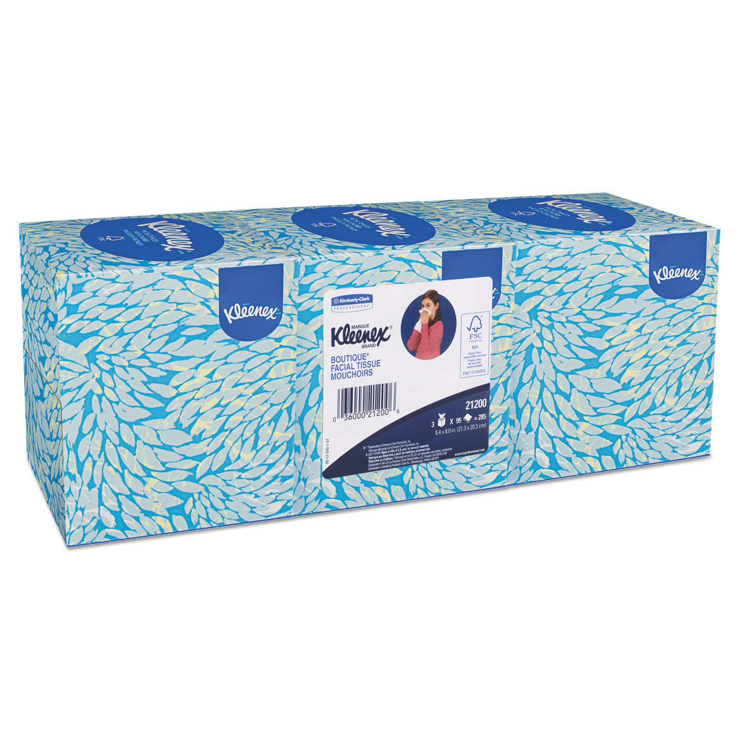Facial Tissue, 2-Ply, Pop-Up Box, 3 Boxes/Pack, 12 Packs/Carton