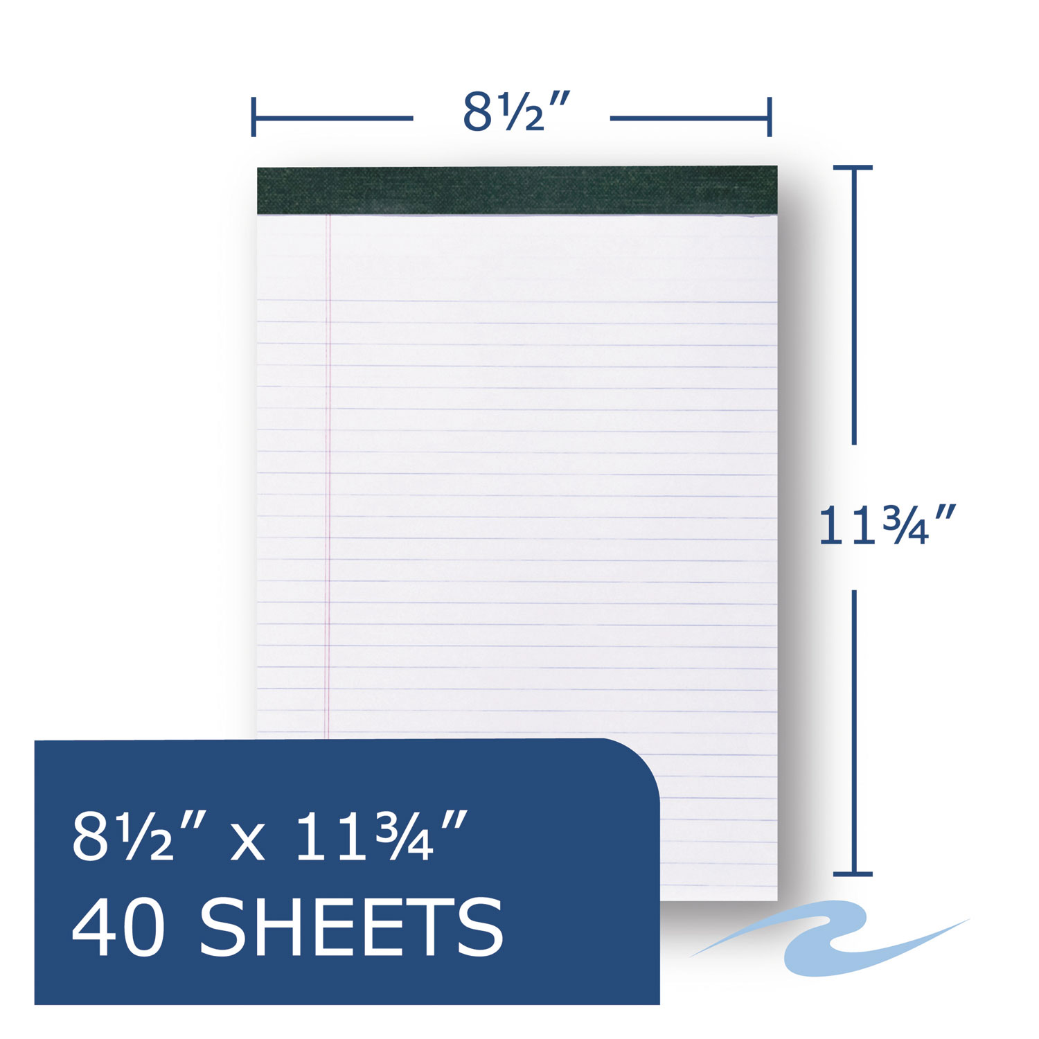 Recycled Legal Pad, 8 1/2 x 11 Sheets, 40/Pad, White, Dozen